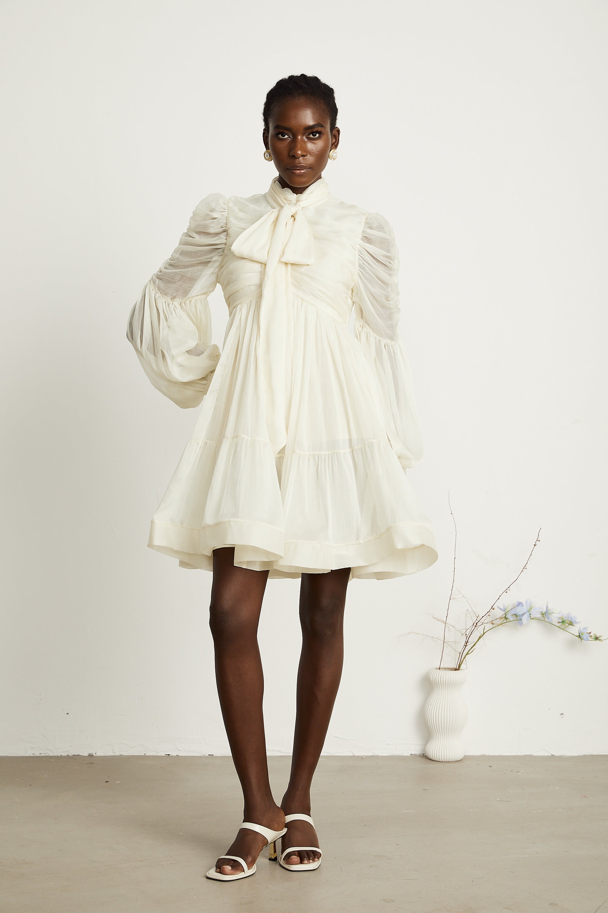 Thibaulte tuck-detail pleated tulle mini dress (Final Sale)
