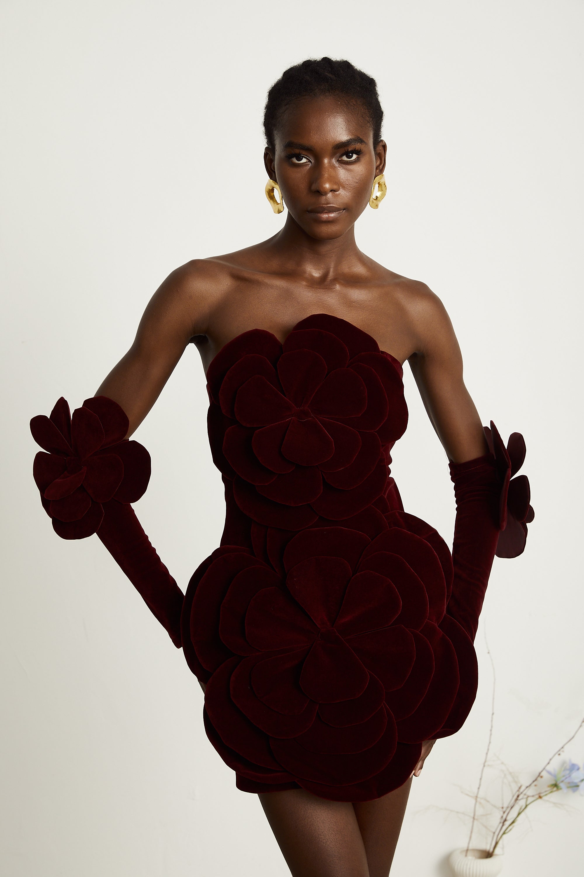 Azura Red Floral Appliqué Mini Dress (Final Sale)