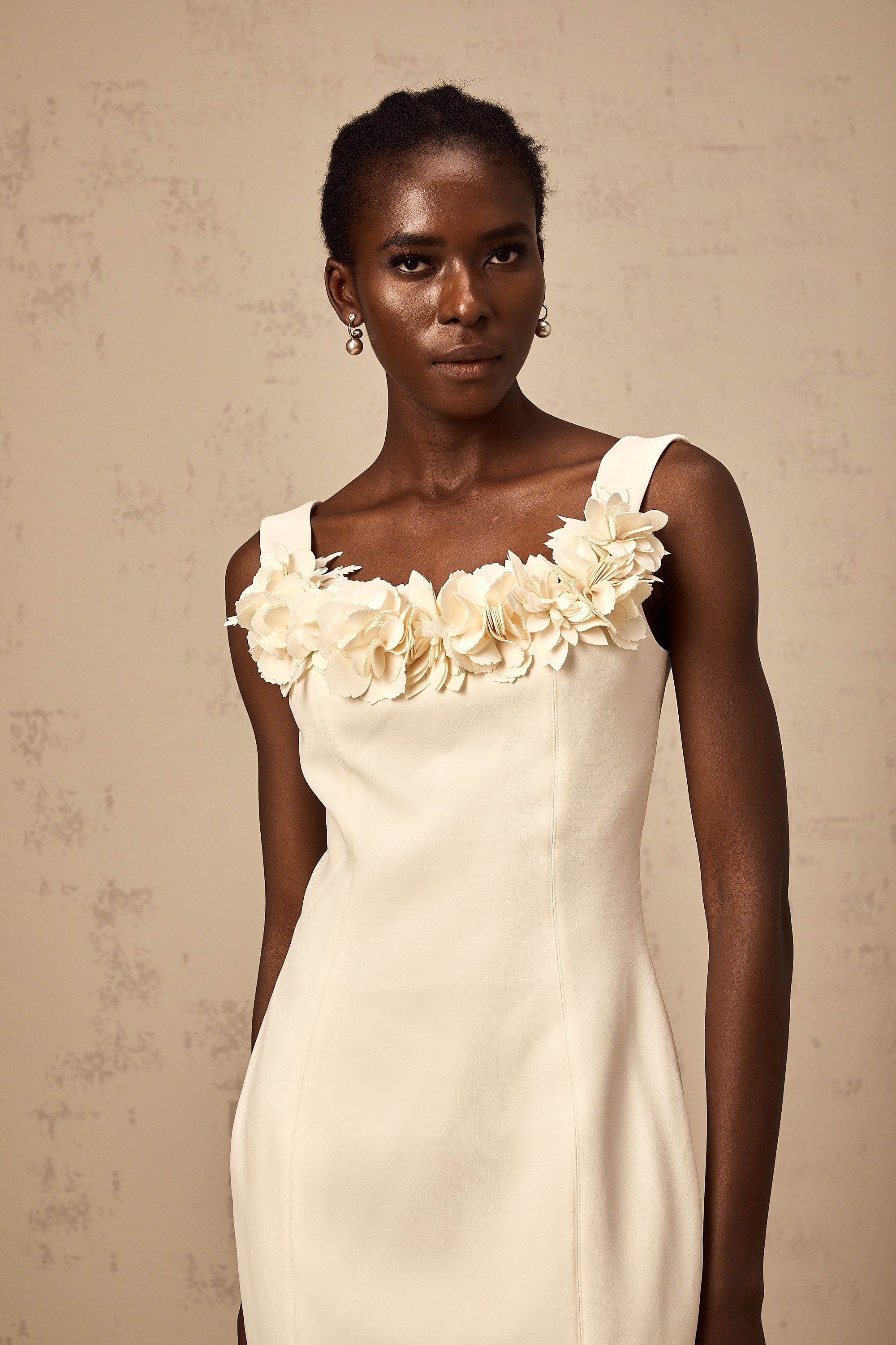 Vérane 3d-petal sleeveless midi dress (Final Sale)