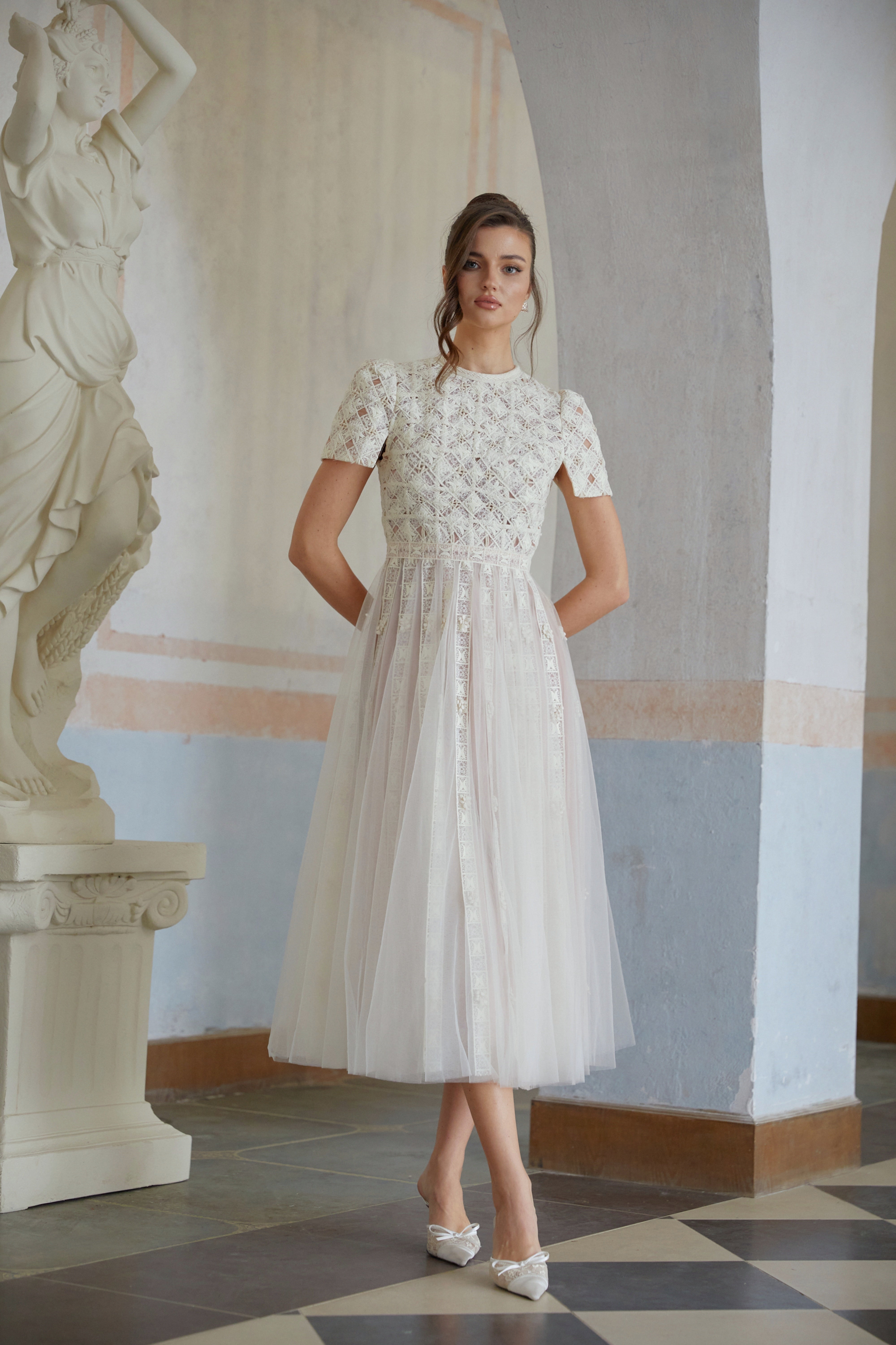Jorunn White Braided Floral Crochet Midi Dress (Final Sale-US Only)