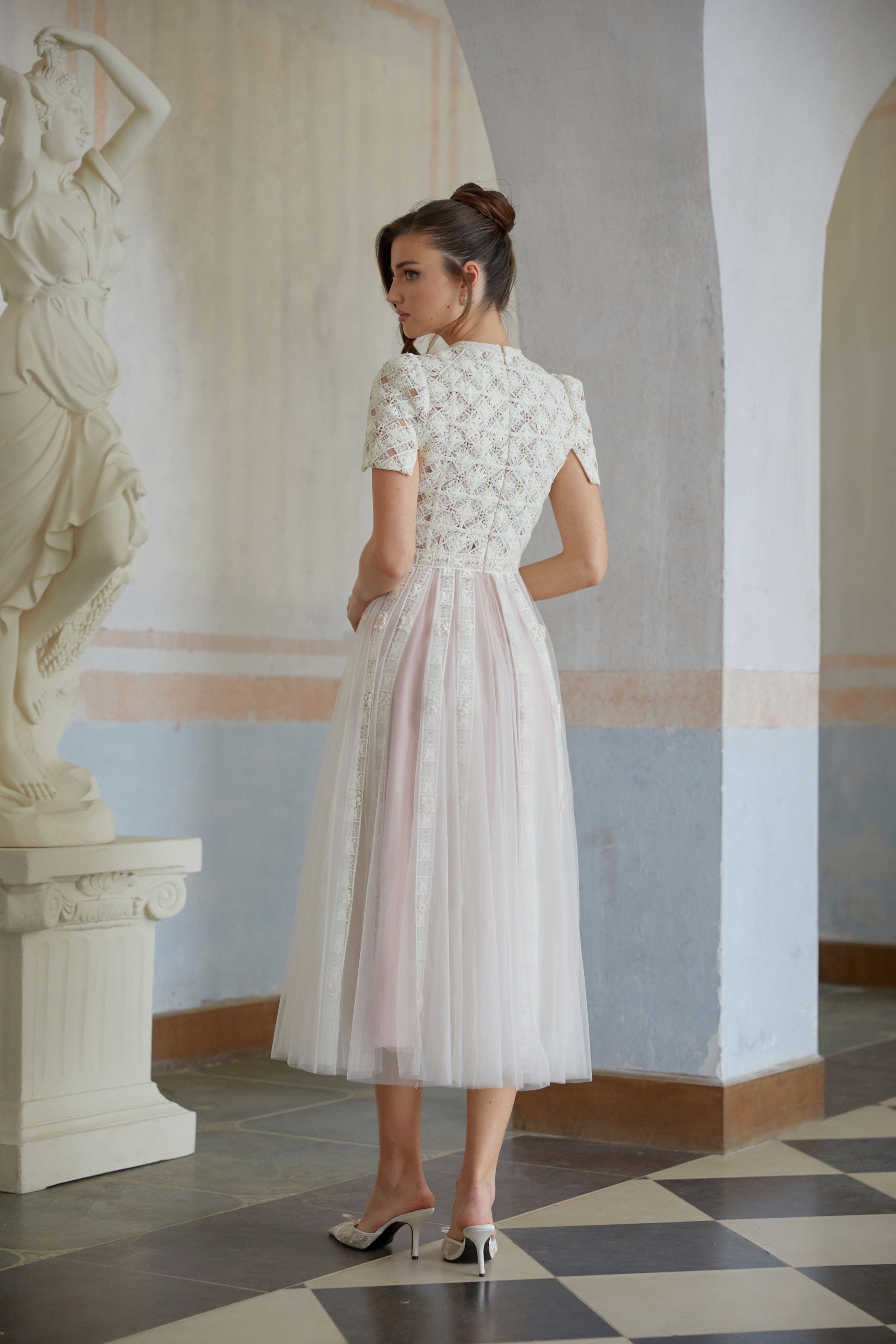 Jorunn White Braided Floral Crochet Midi Dress (Final Sale-US Only)