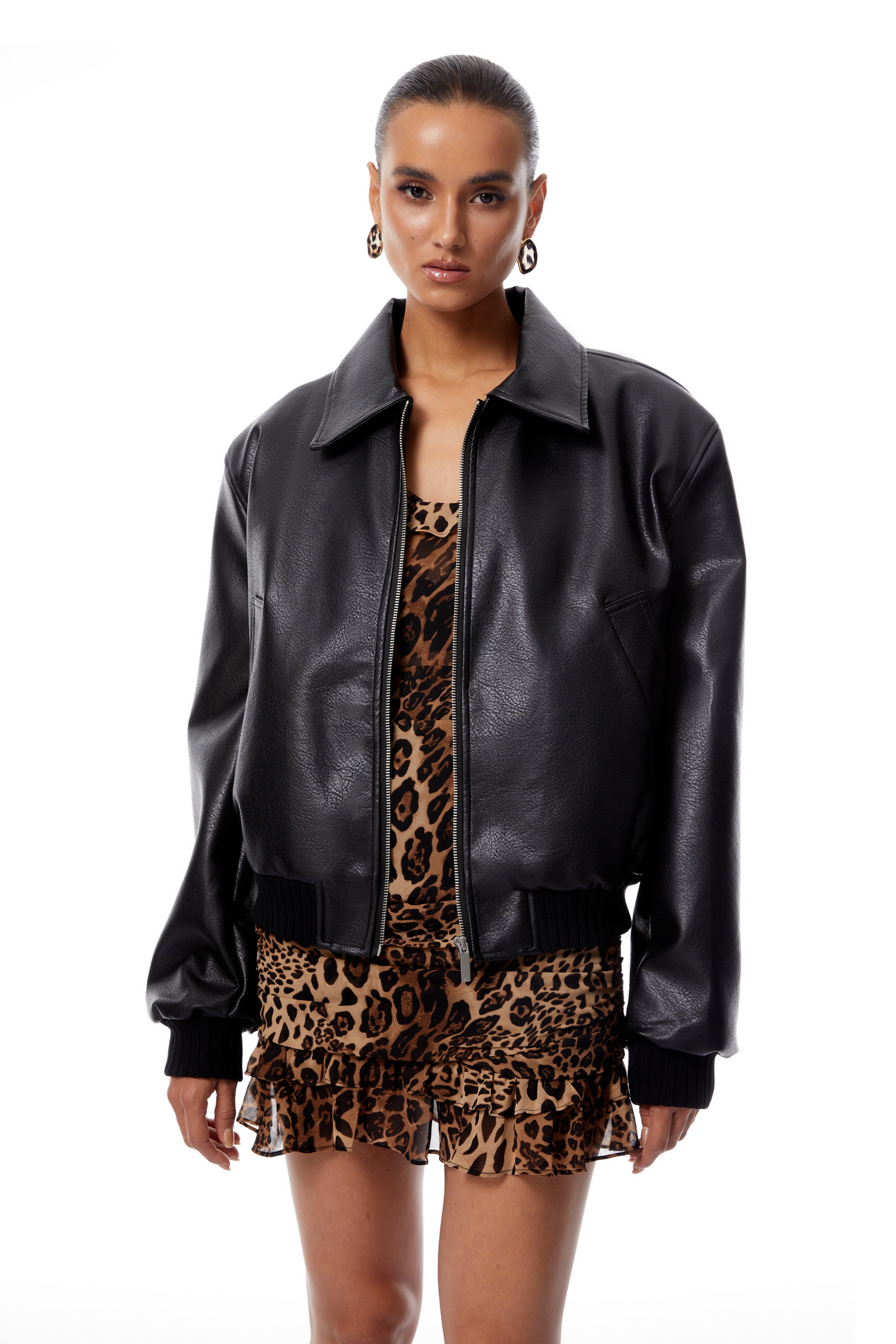 Harbor Black Pebbled Leather Bomber Jacket (Final Sale-US Only)