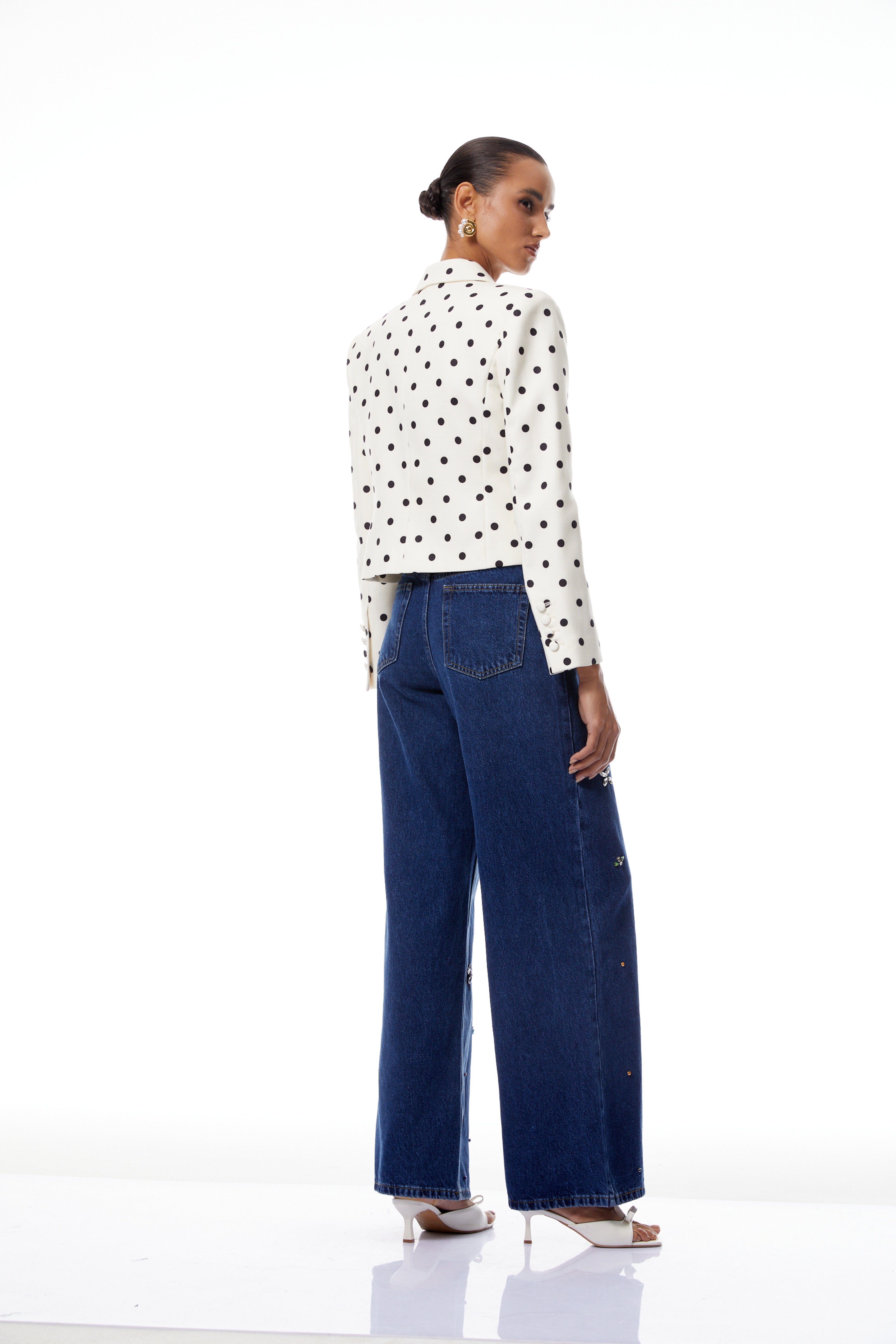 Valentine White Bowknot Polka Dot Short Jacket