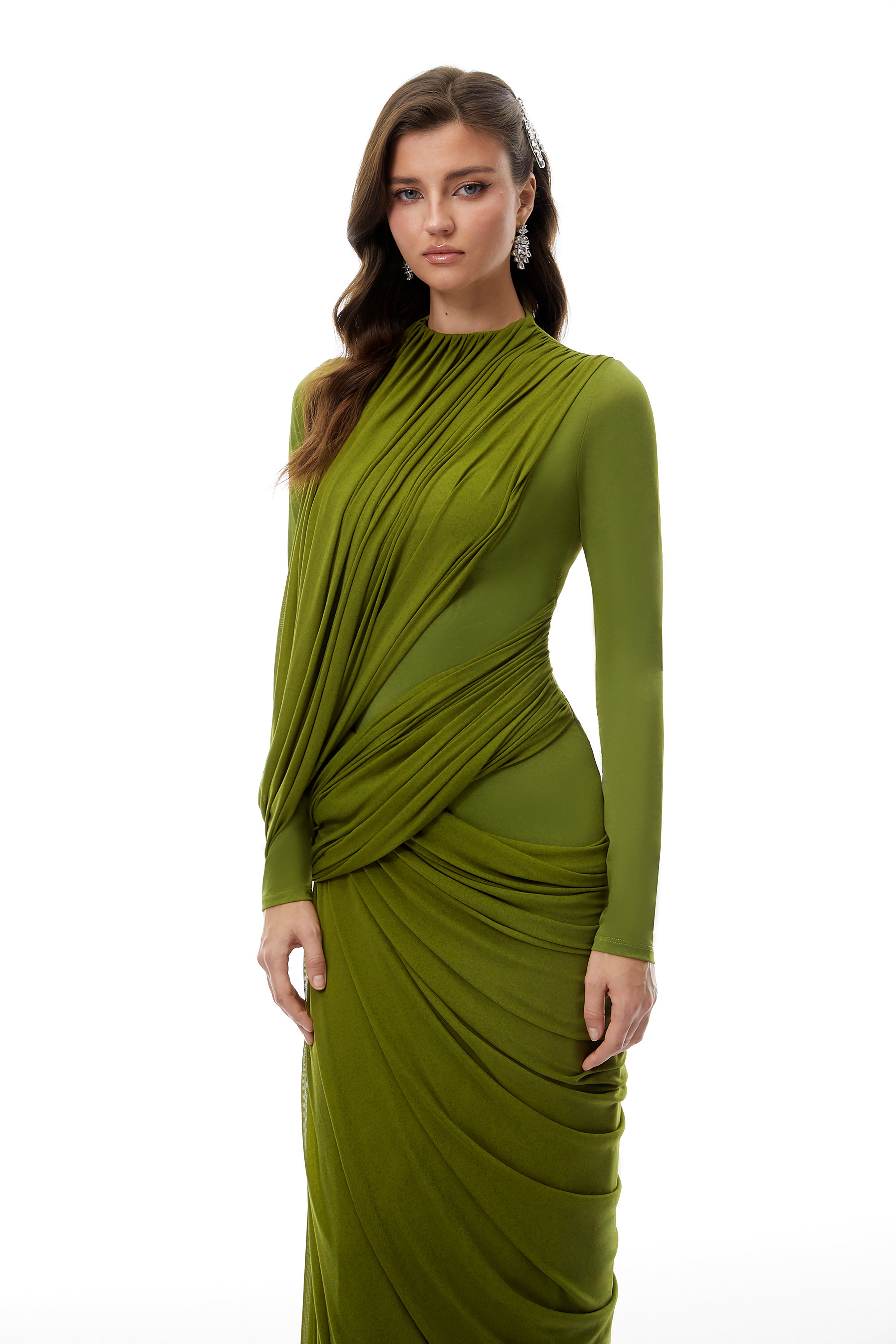 Asymmetrical Ruched Drap Dress