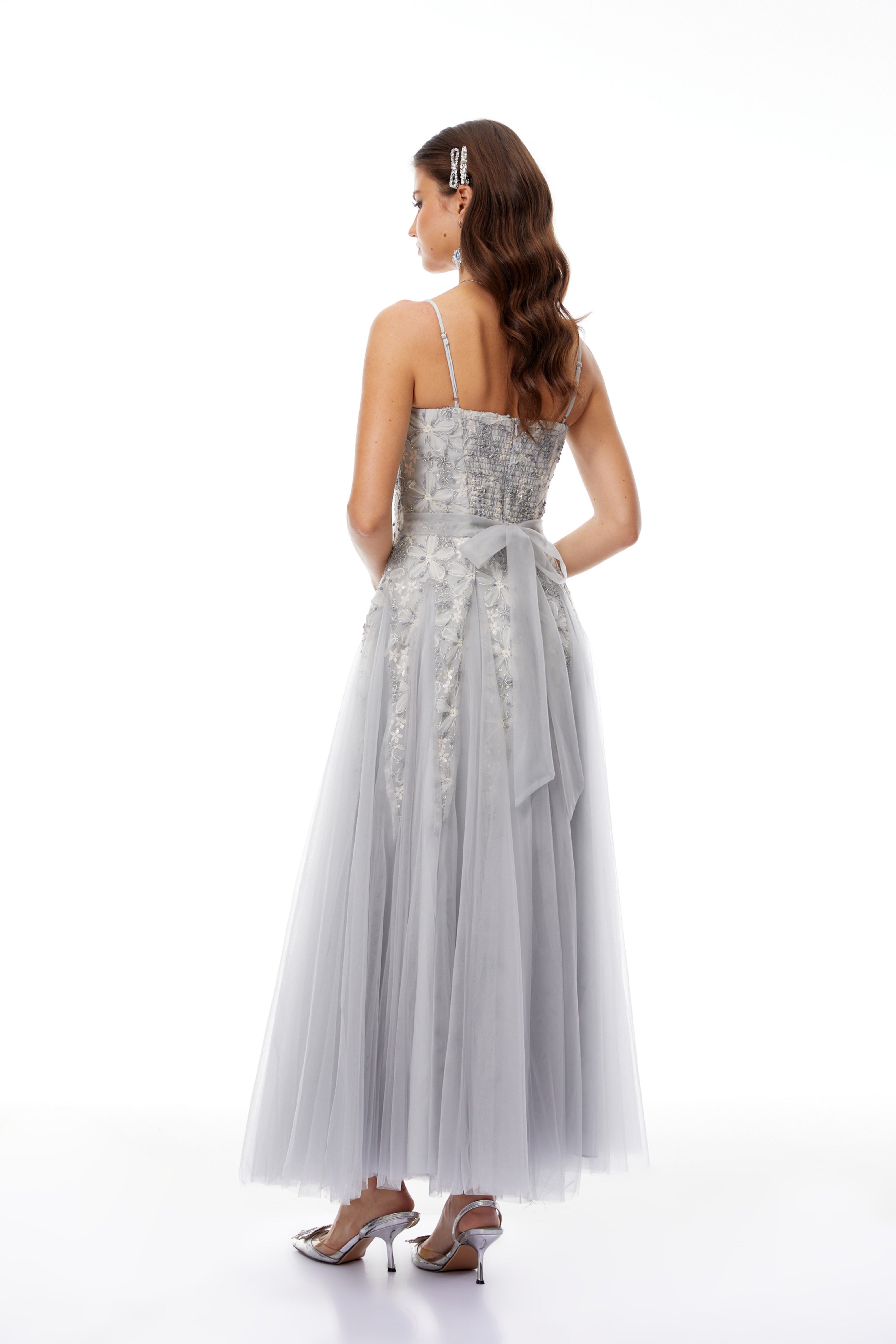 Adalynn Grey Floral Embroidered Tulle Maxi Dress (Final Sale)