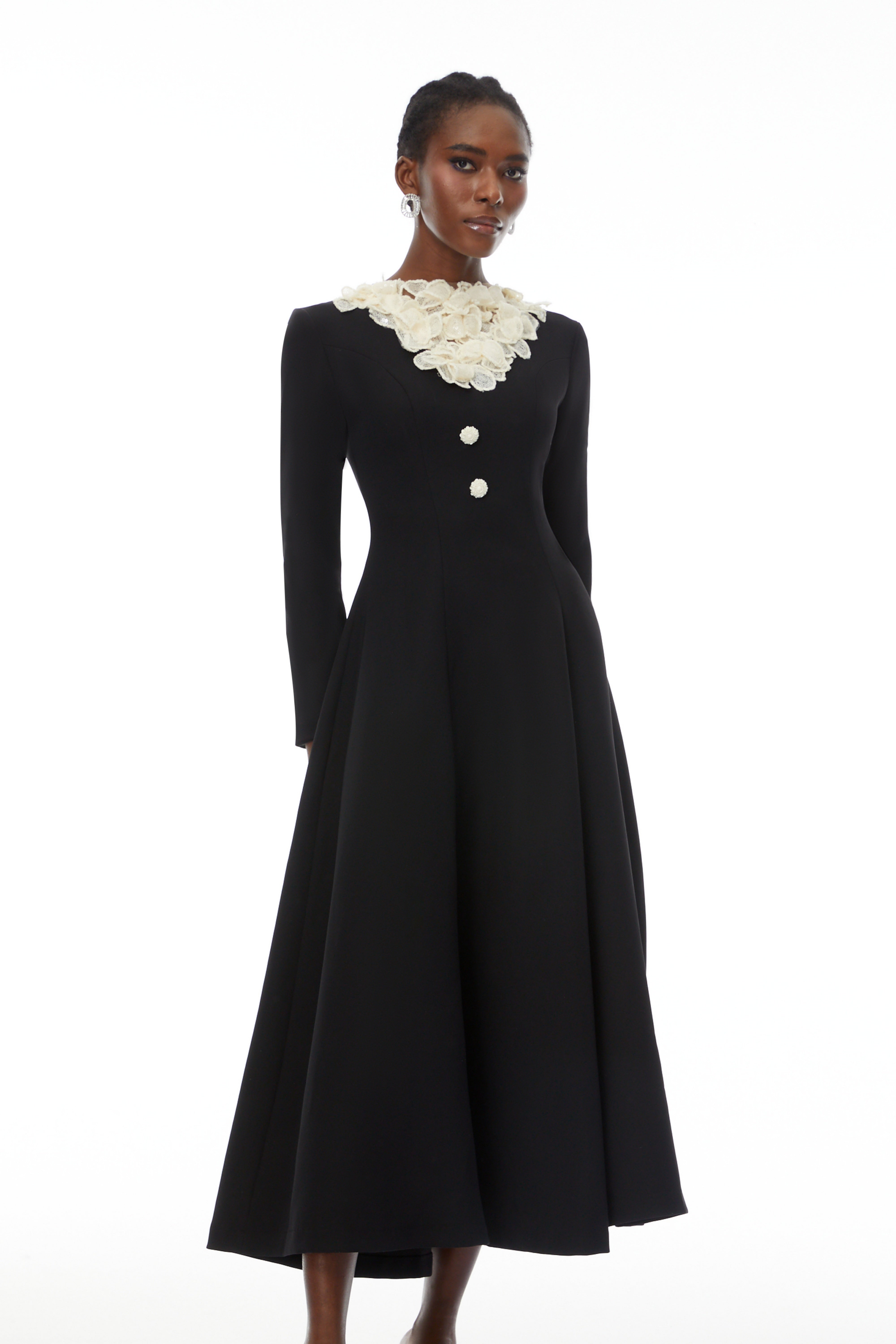 Greta Color Block Sequin 3D Petal Midi Dress (Final Sale-US Only)