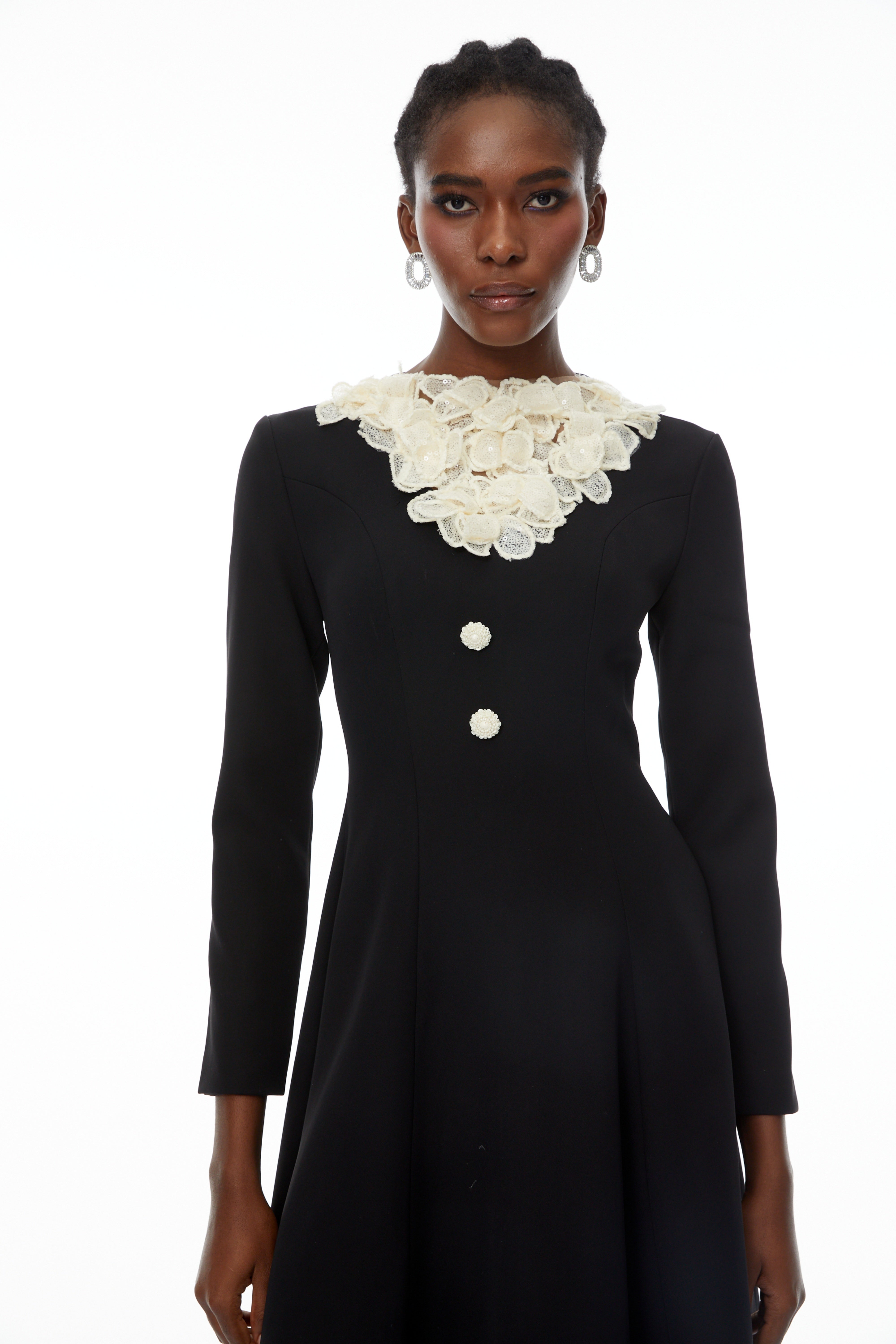 Greta Color Block Sequin 3D Petal Midi Dress (Final Sale-US Only)