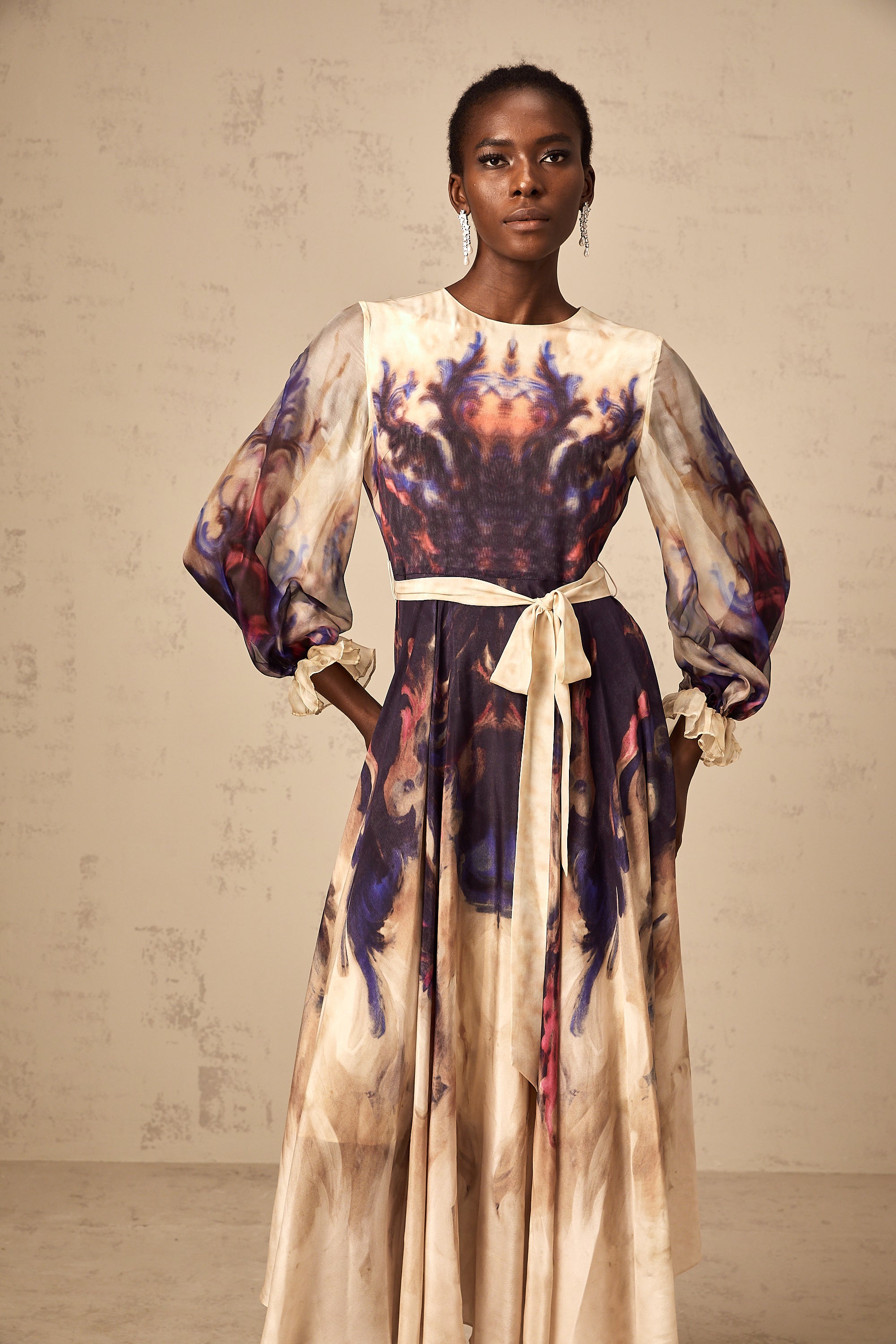 Urbaine smudged graffiti-print silk midi dress (Final Sale)