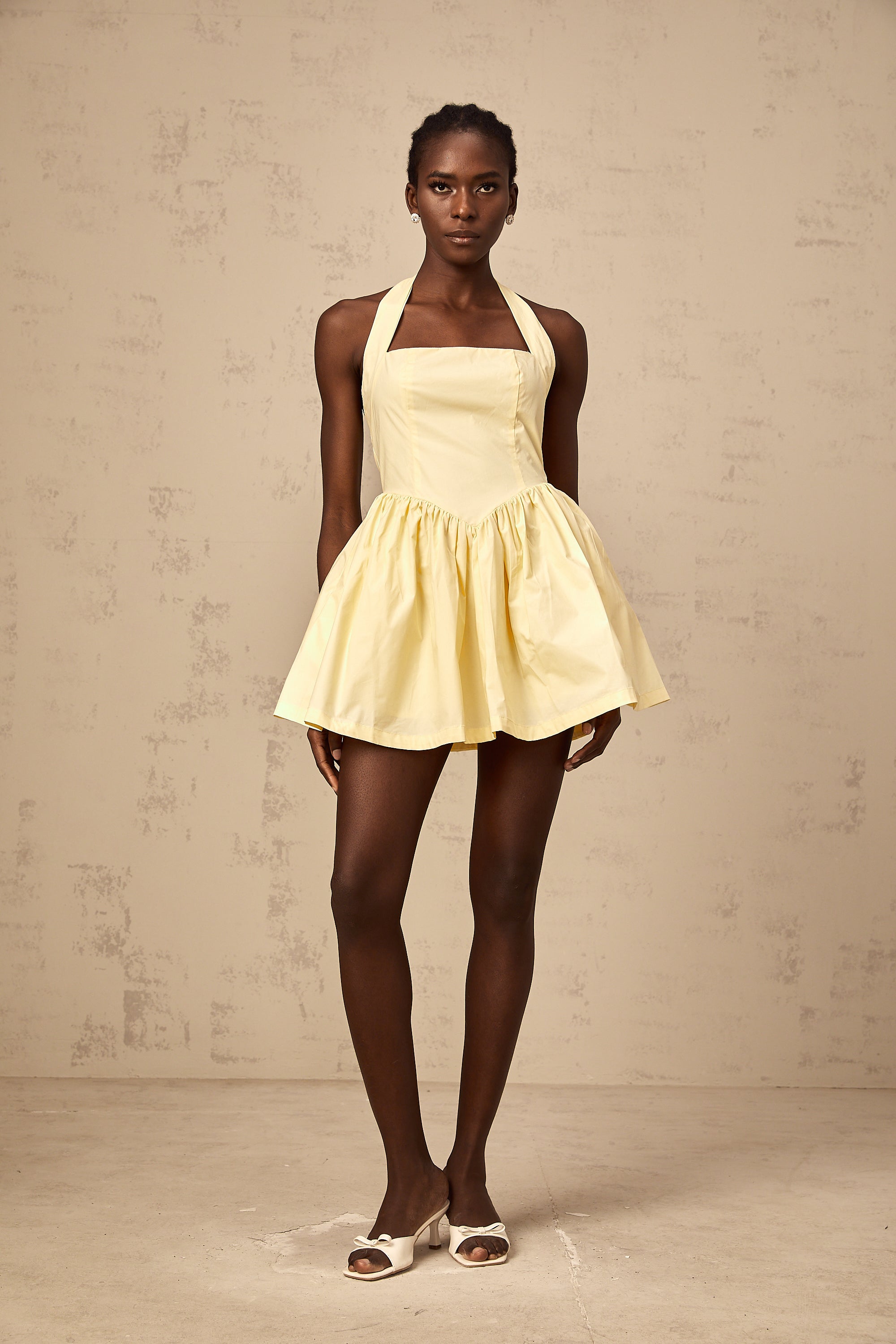 Chloé yellow halterneck flared mini dress(Final Sale)