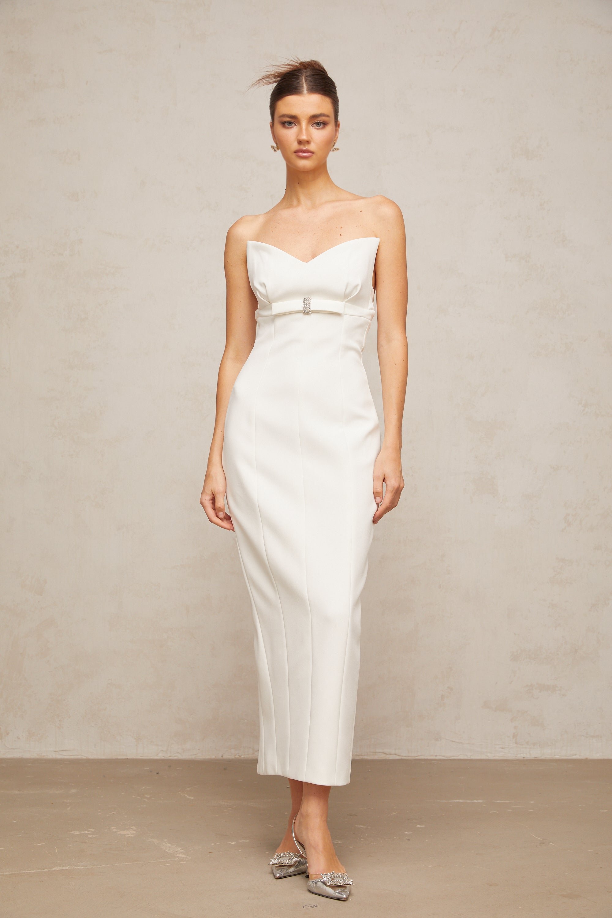 Isaline white corset bow-detail midi dress (Final Sale-US Only)