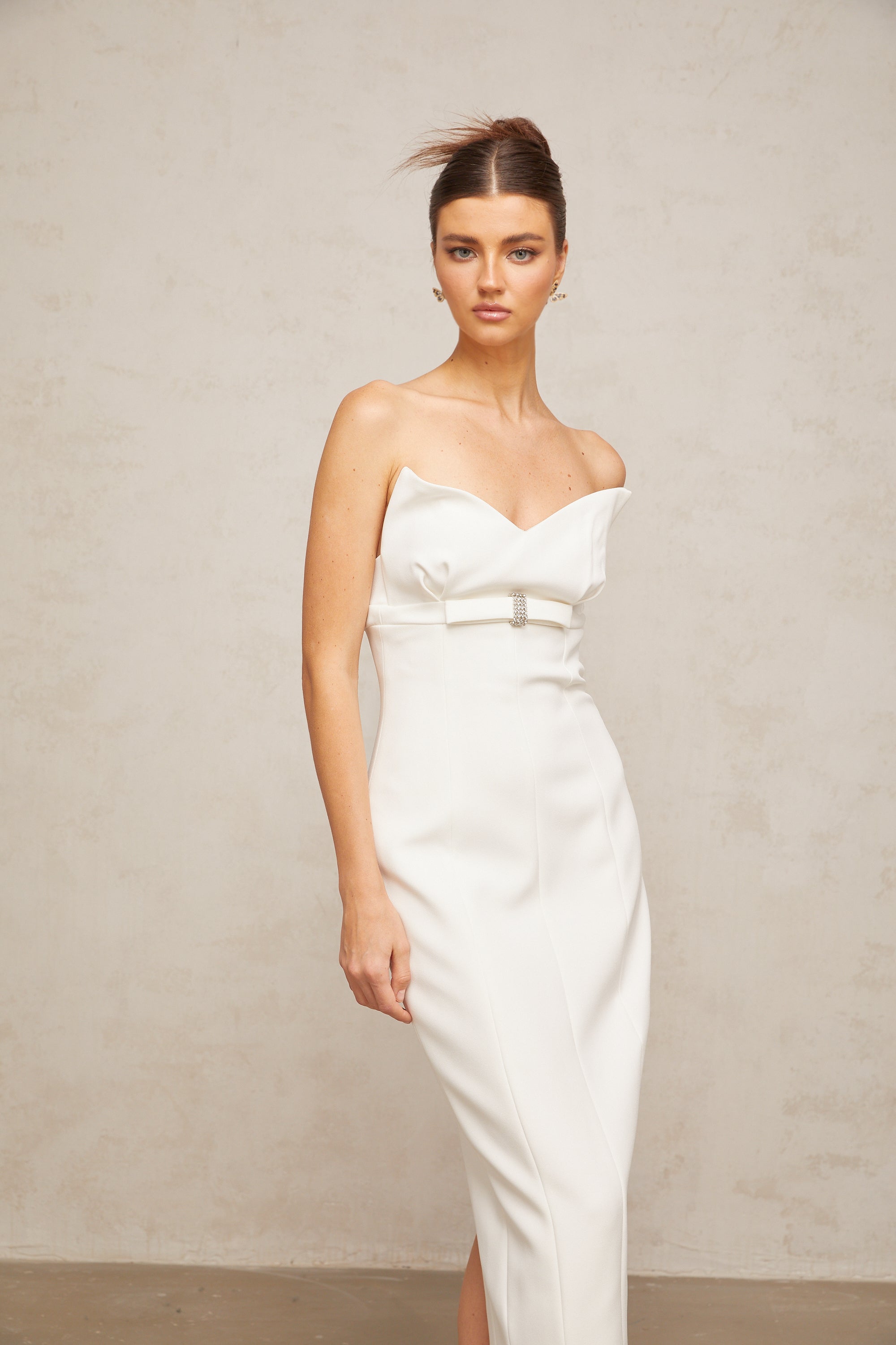 Isaline white corset bow-detail midi dress (Final Sale-US Only)