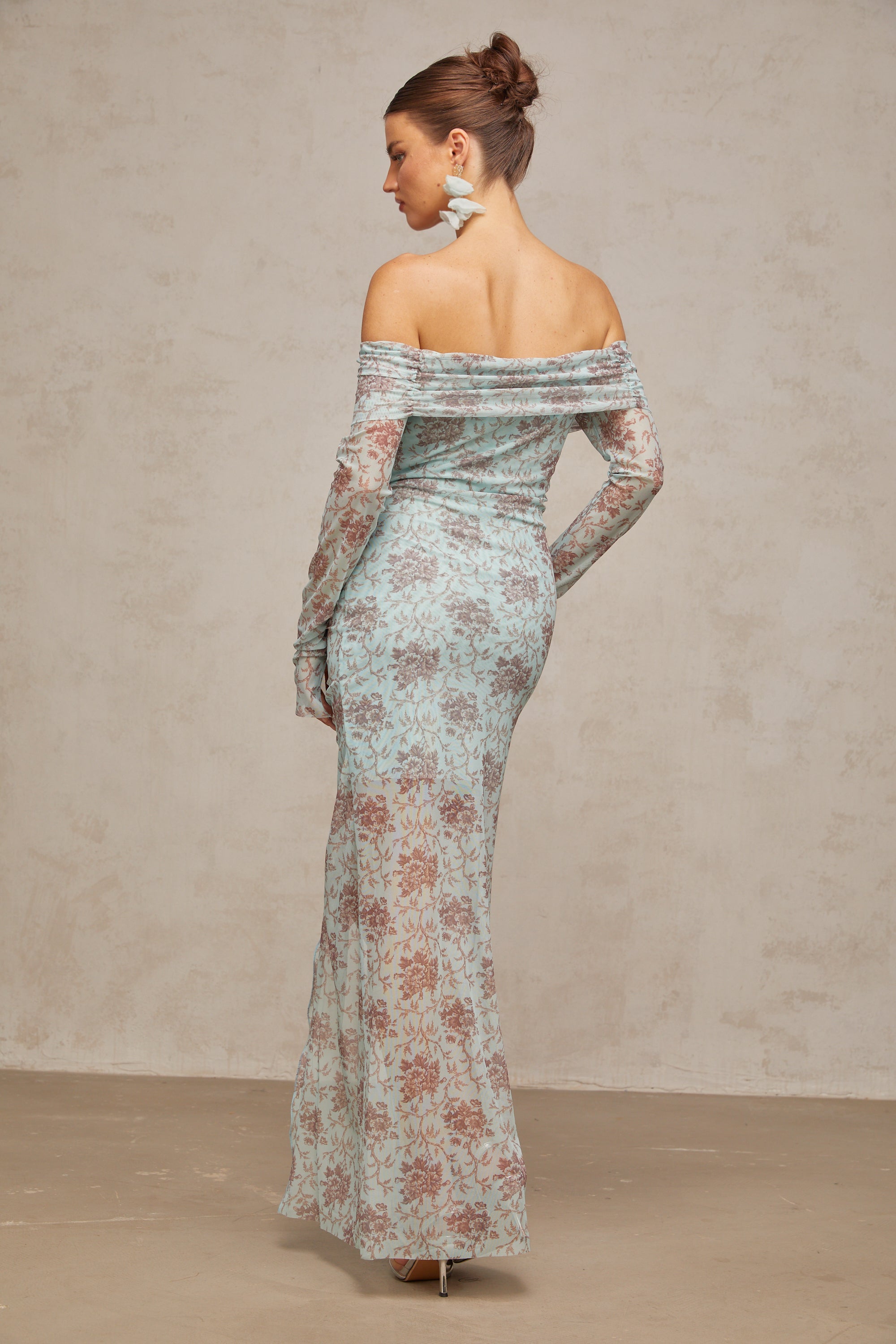 Honorine blue floral-print ruched maxi dress (Final Sale-US Only)