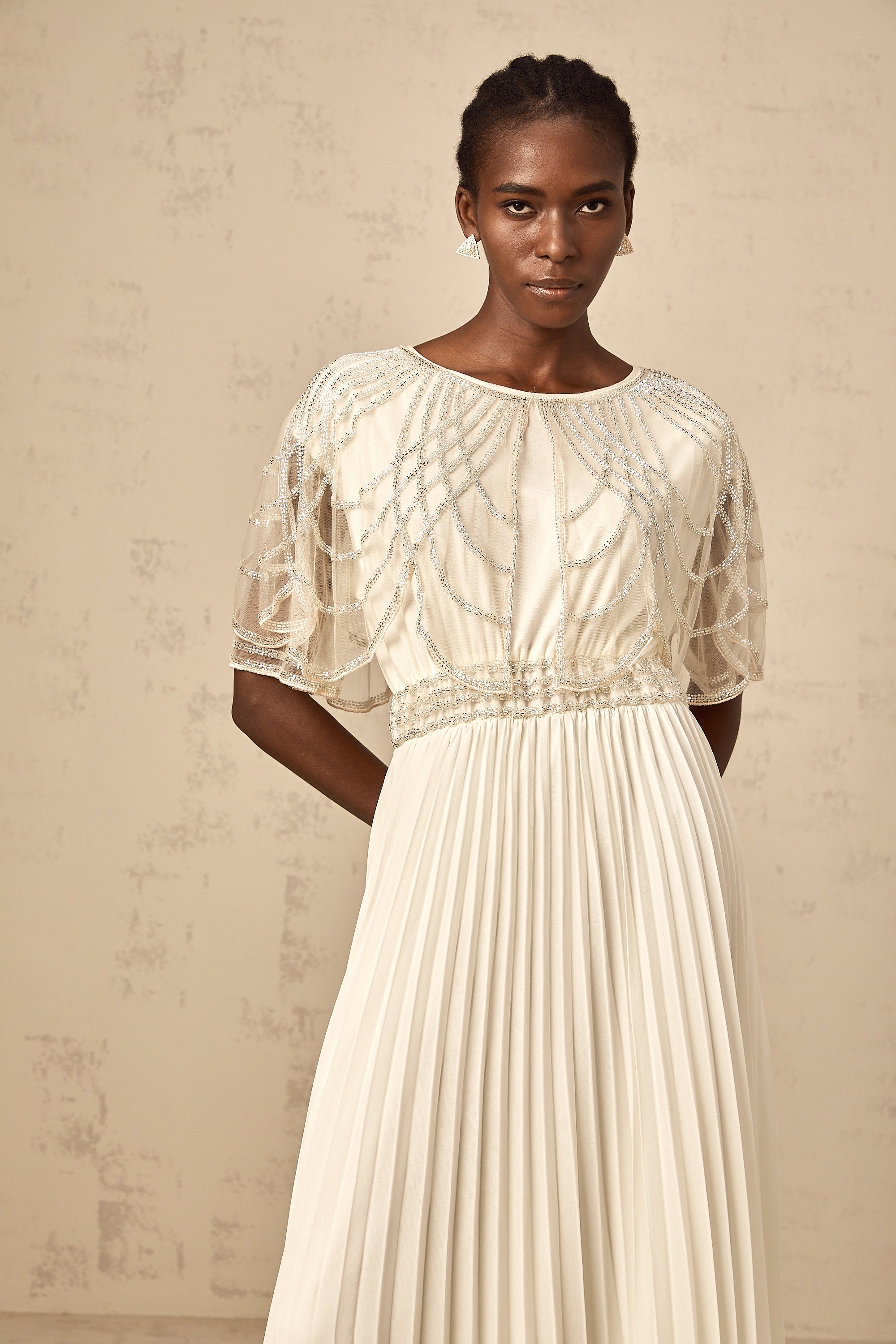 Xénia white crystal-embellished pleated maxi dress (Final Sale)