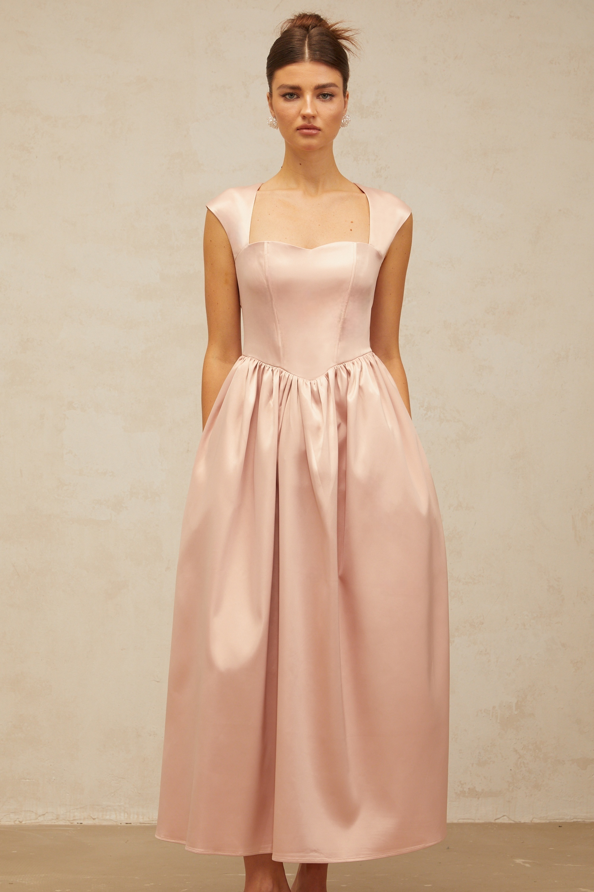 Madeleine pink A-line satin midi dress (Final Sale-US Only)