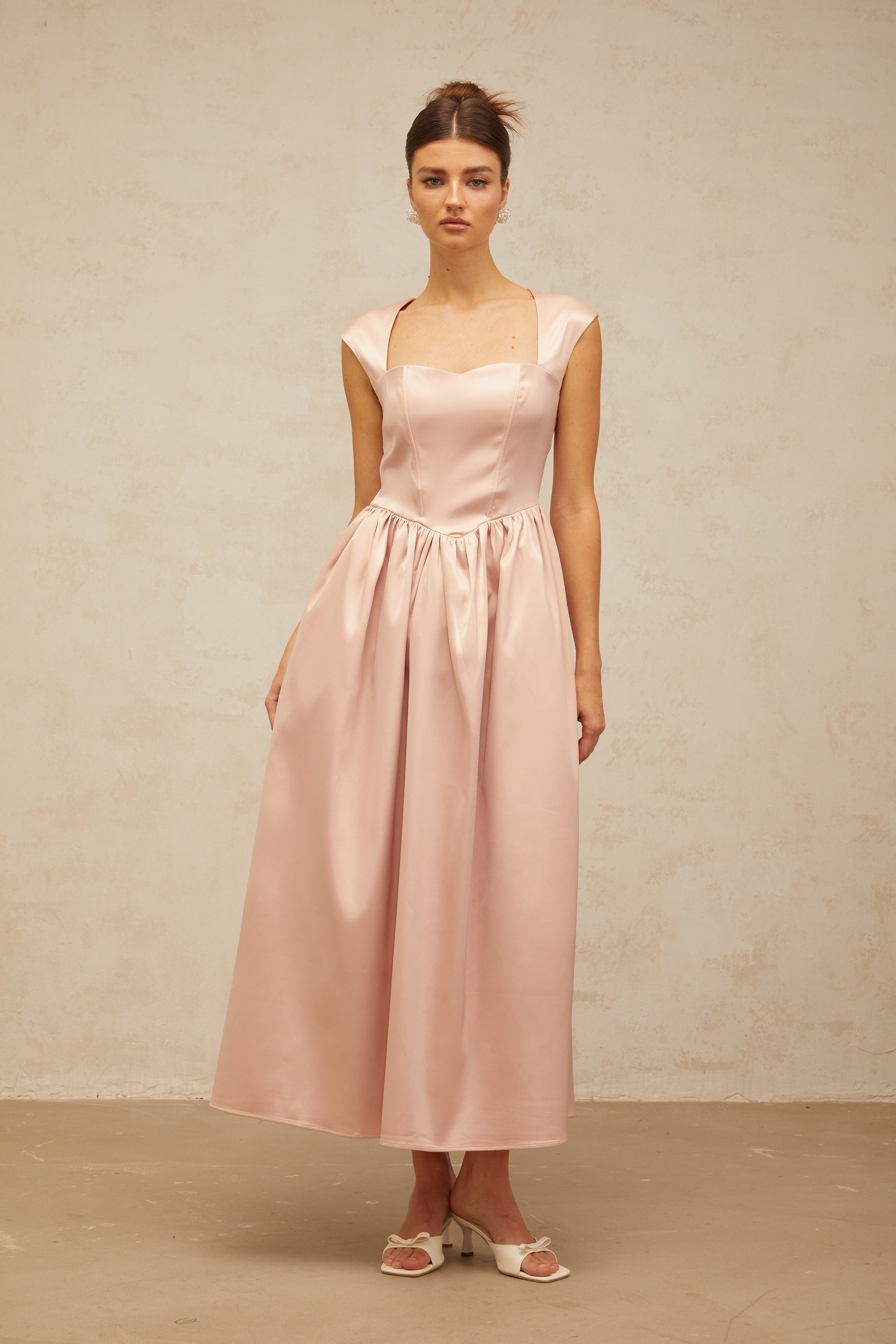 Madeleine pink A-line satin midi dress (Final Sale-US Only)