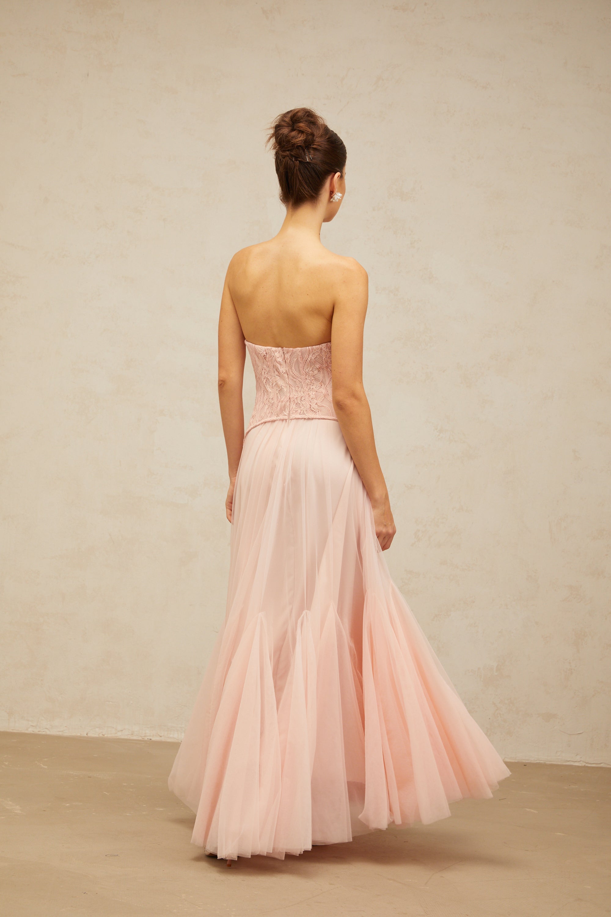 Ulrique Pink Lace Corset Tulle Maxi Dress (Final Sale-US Only)