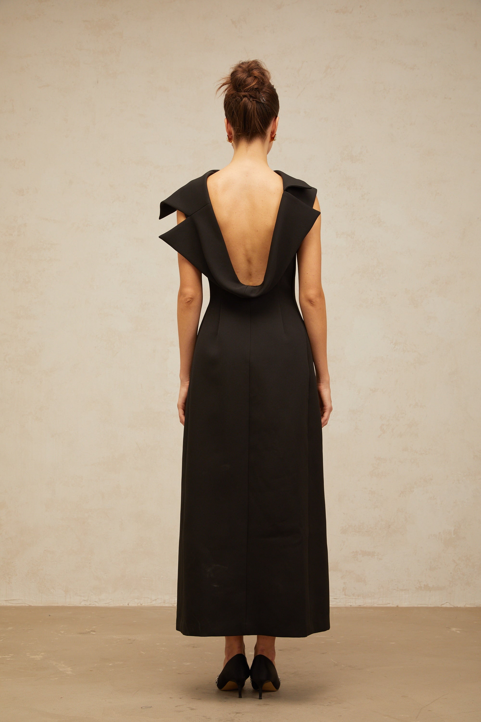 Léonore black deconstructed open-back midi dress (Final Sale)