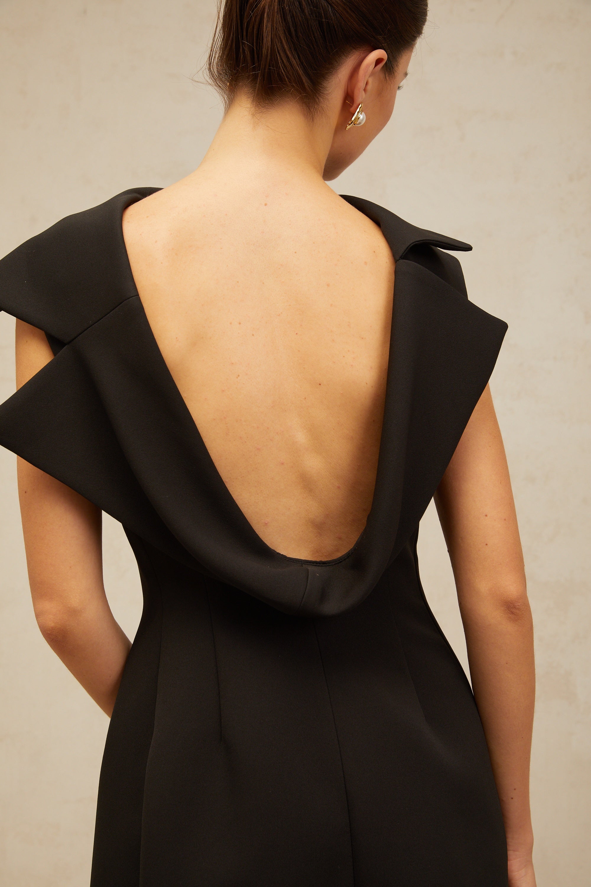 Léonore black deconstructed open-back midi dress (Final Sale)