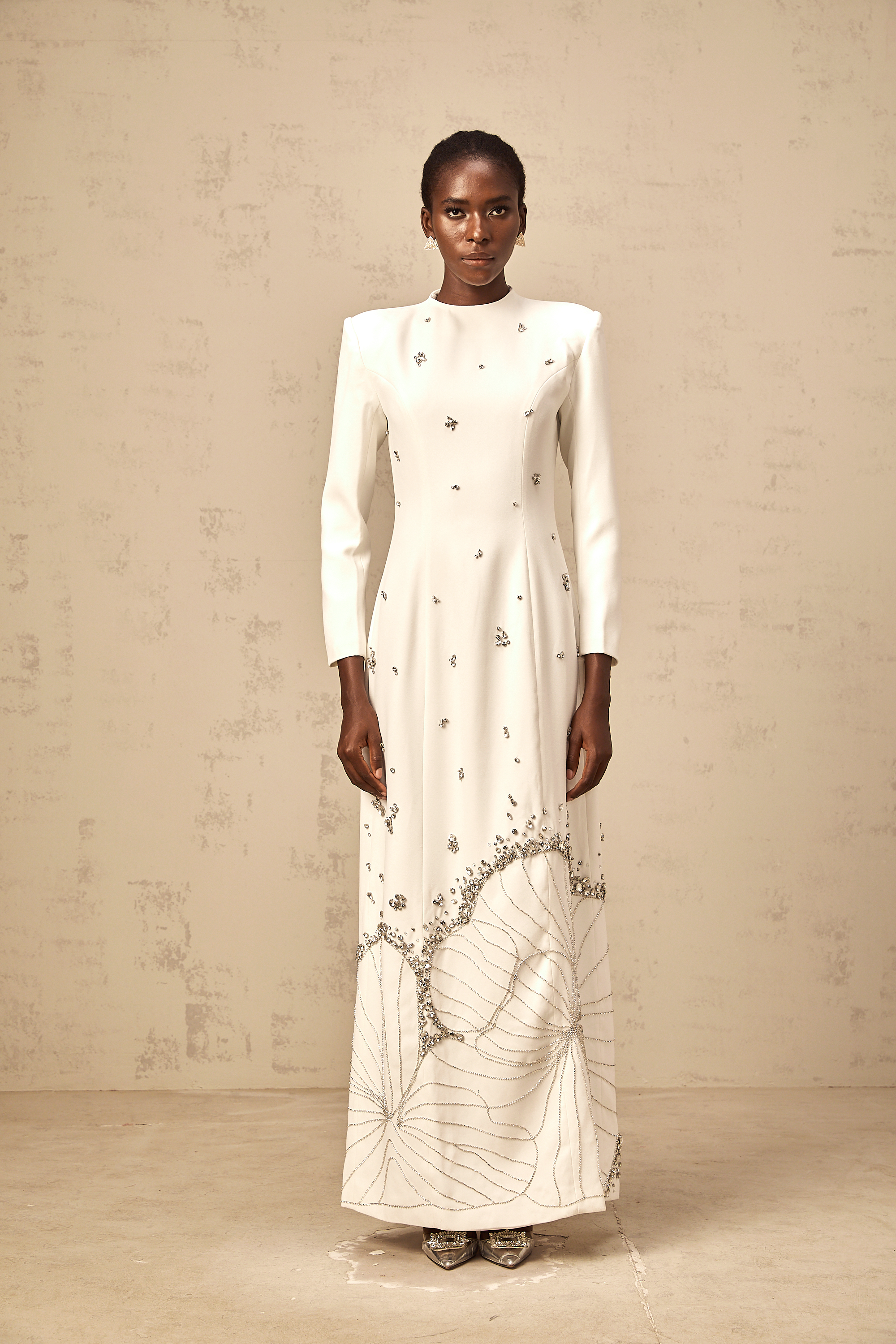Daphné white lotus-motif embellished maxi dress (Final Sale-US Only)