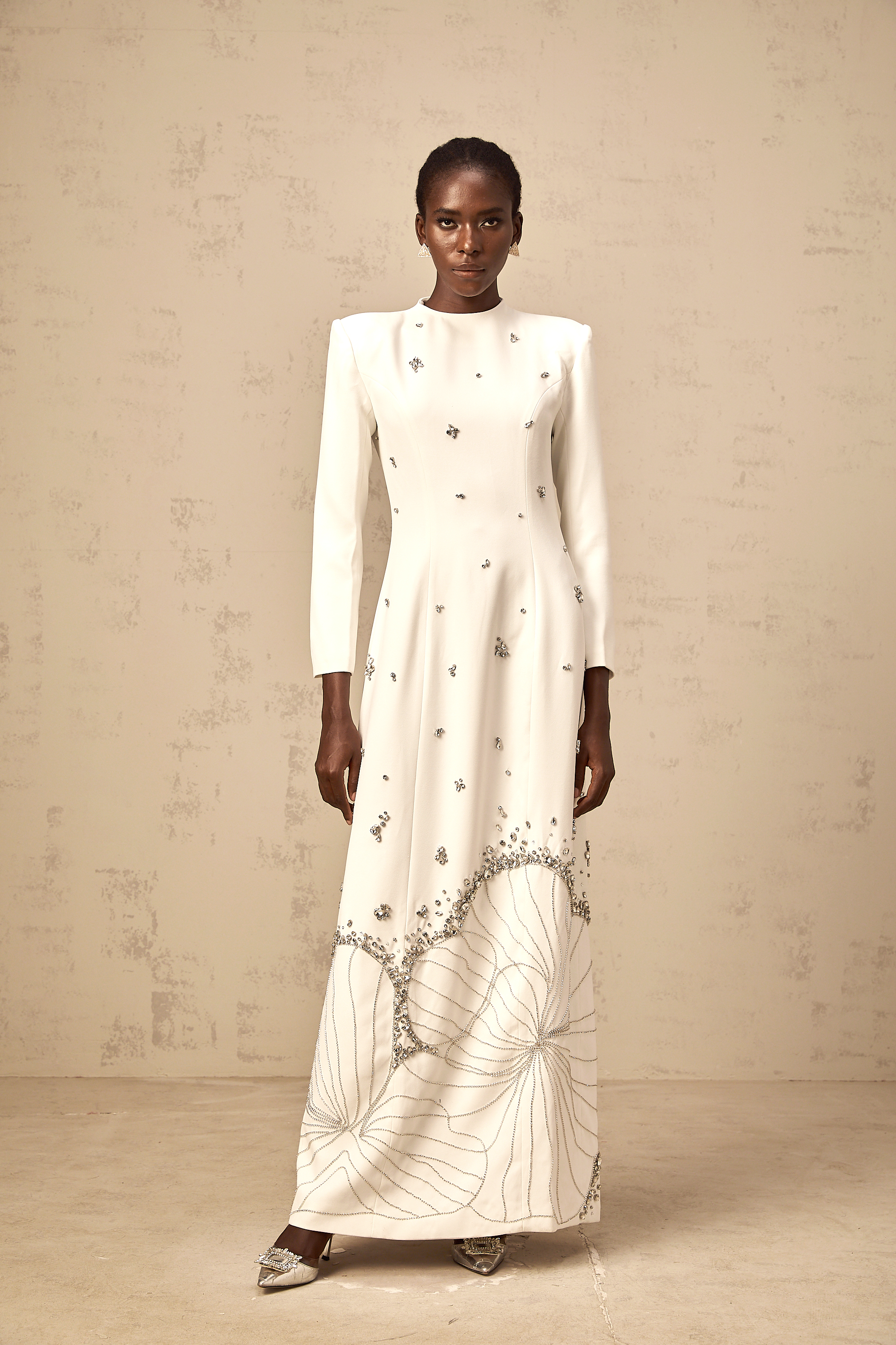 Daphné white lotus-motif embellished maxi dress (Final Sale-US Only)