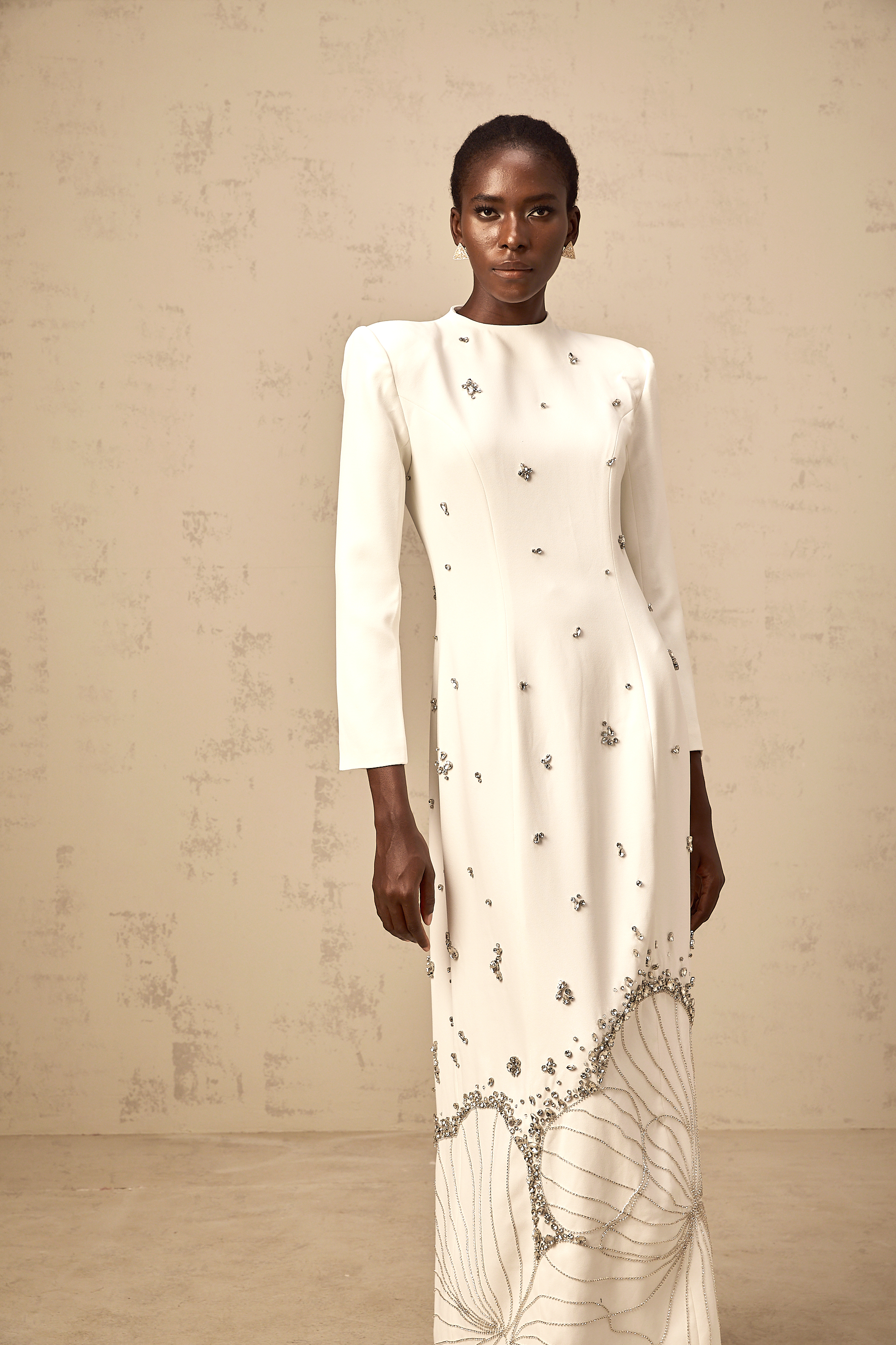 Daphné white lotus-motif embellished maxi dress (Final Sale-US Only)