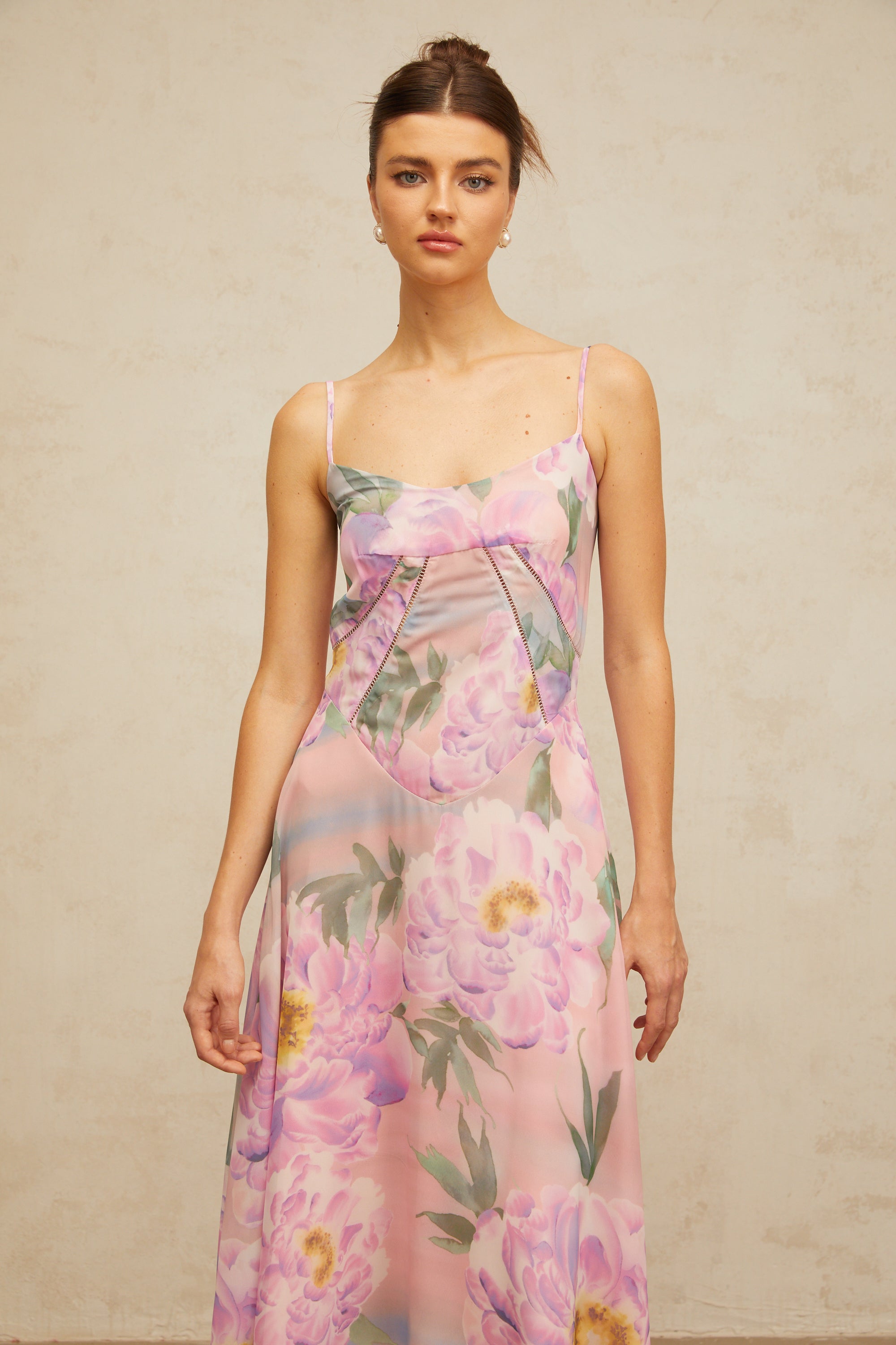 Gaëlle pink floral-print draped maxi dress (Final Sale-US Only)