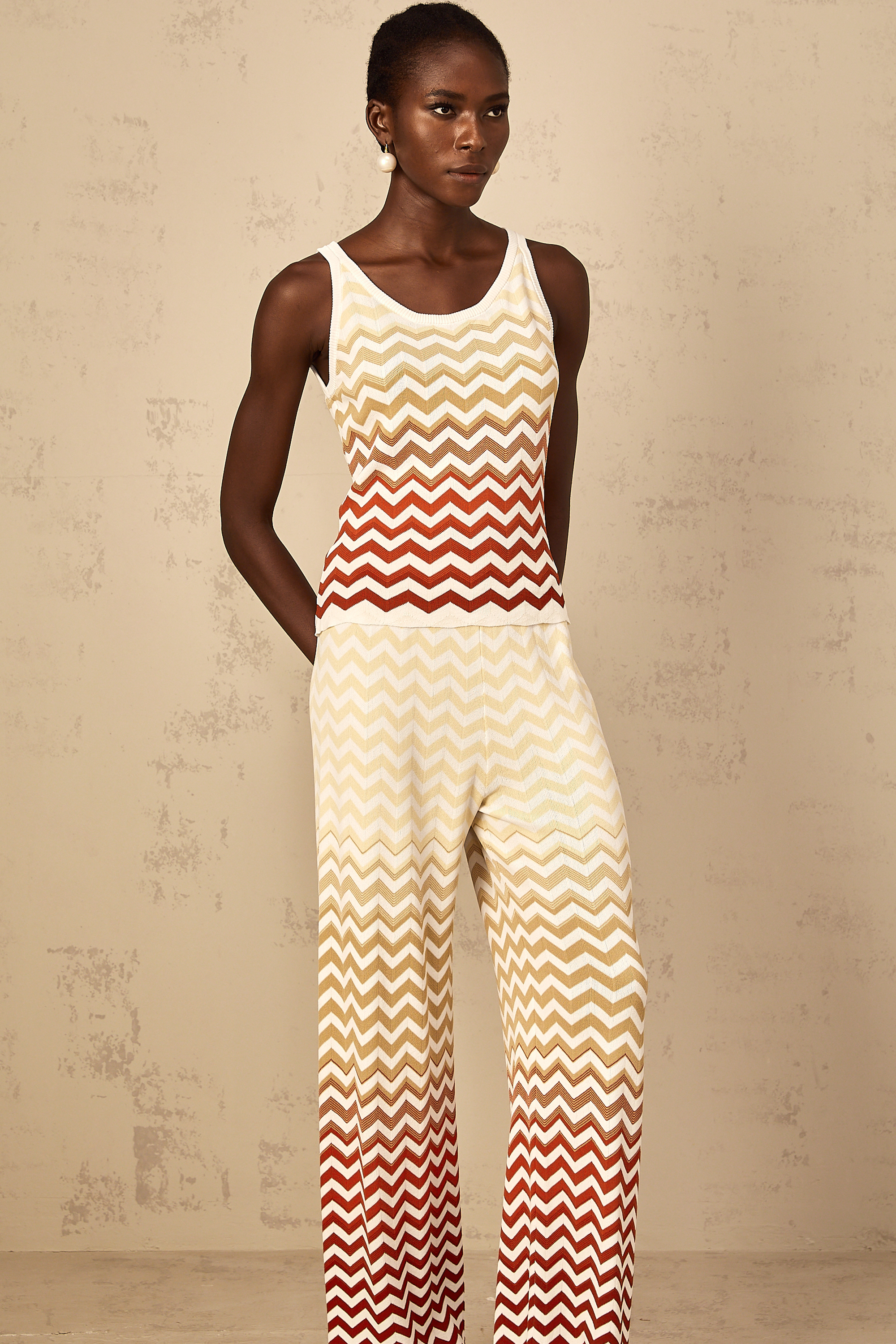 Isabelle Yellow Zigzag Knit Matching Set (Final Sale-US Only)