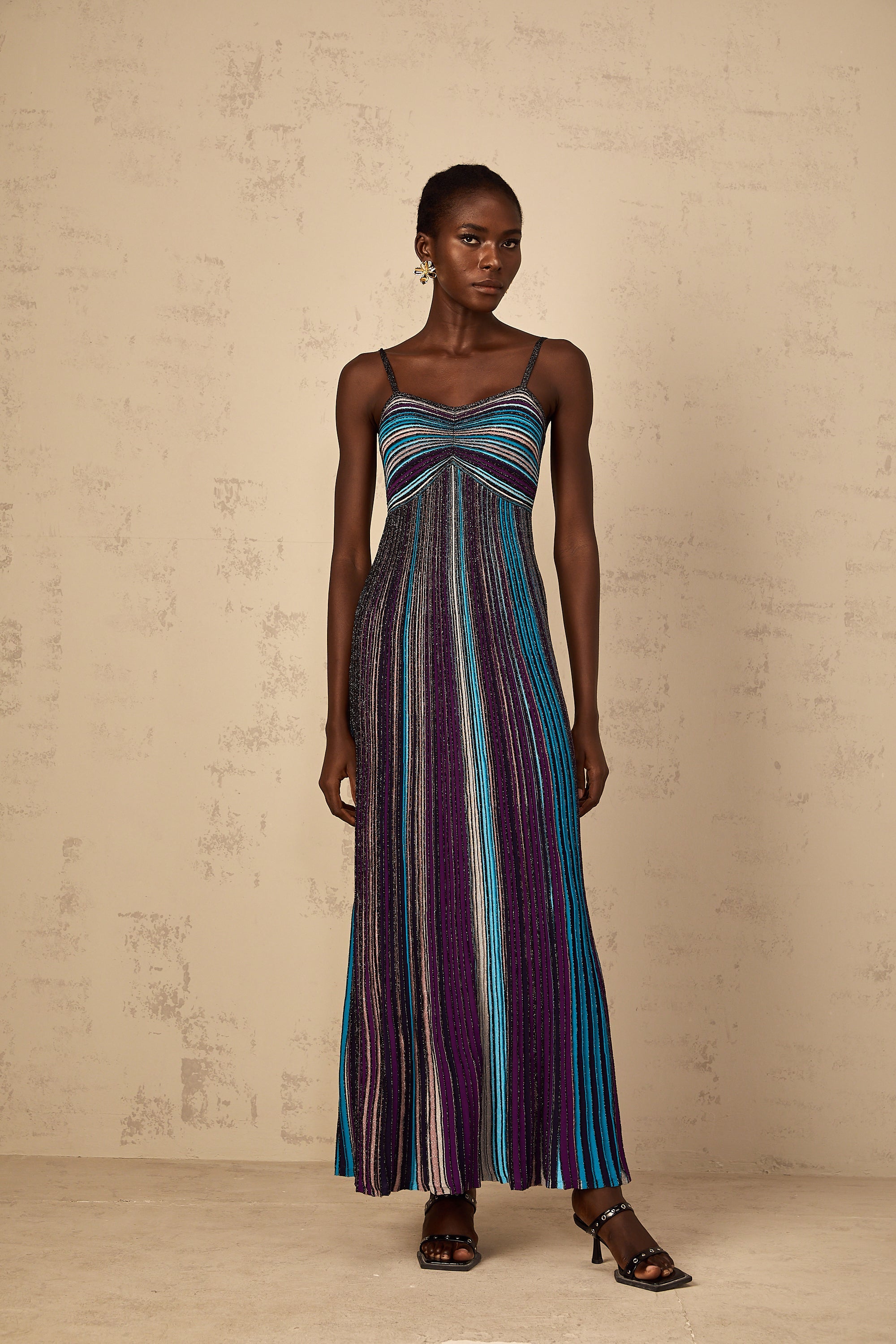 Bruyère Purple Sequin Striped Knit Maxi Dress (Final Sale-US Only)
