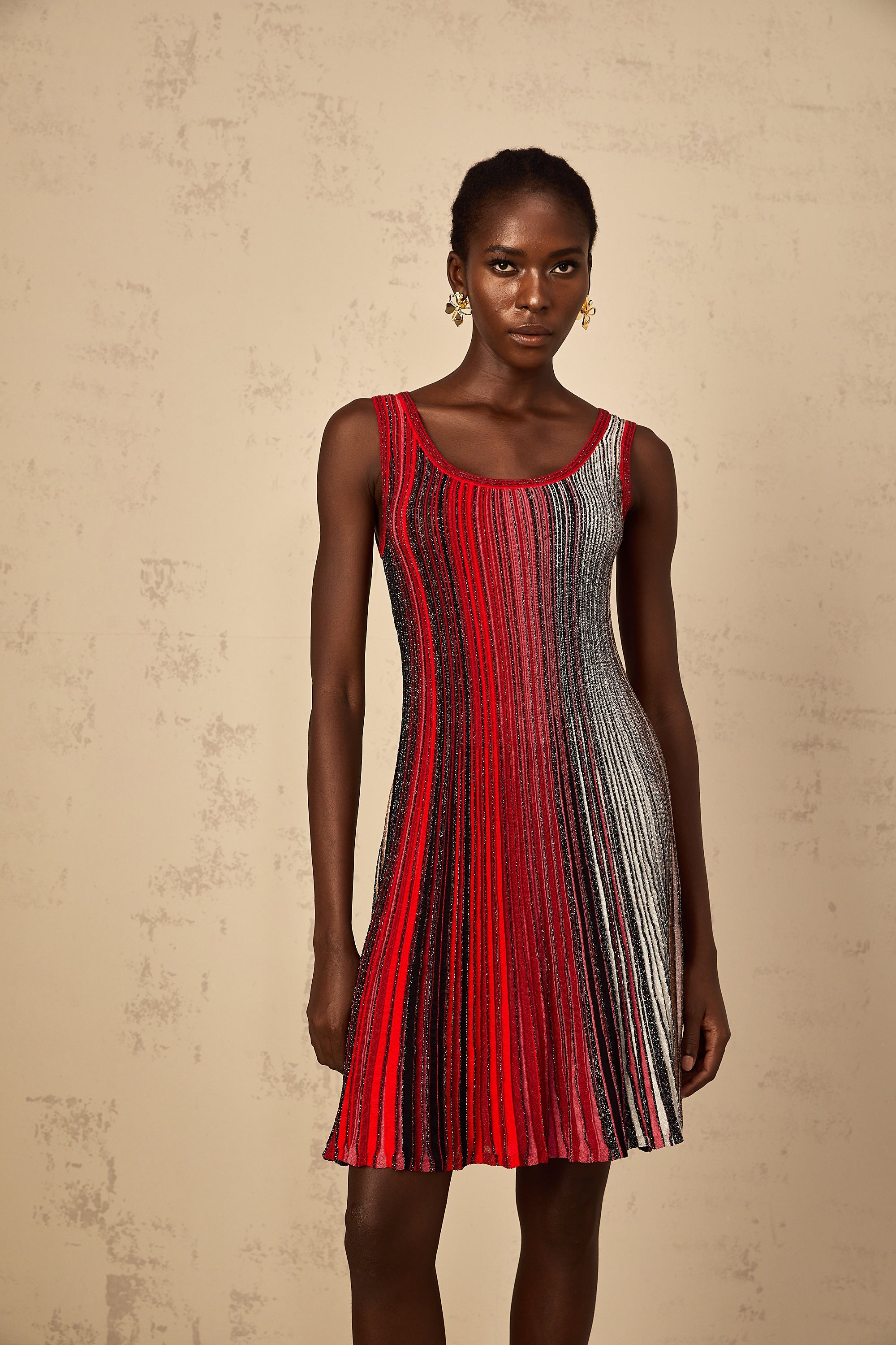 Amaryllis Red Sequin Striped Knit Mini Dress (Final Sale-US Only)