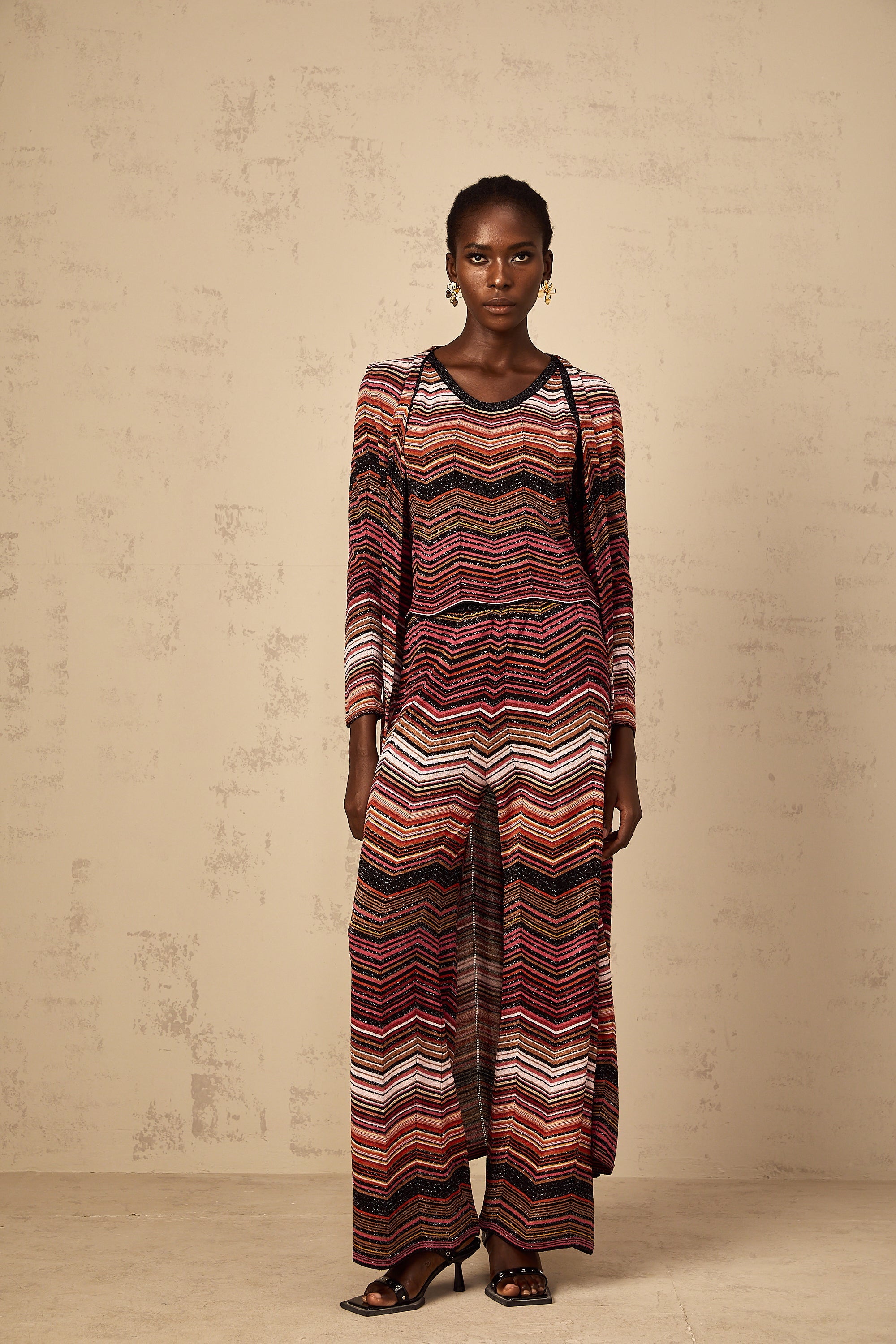 Chloé Red Striped Knit Long Cardigan