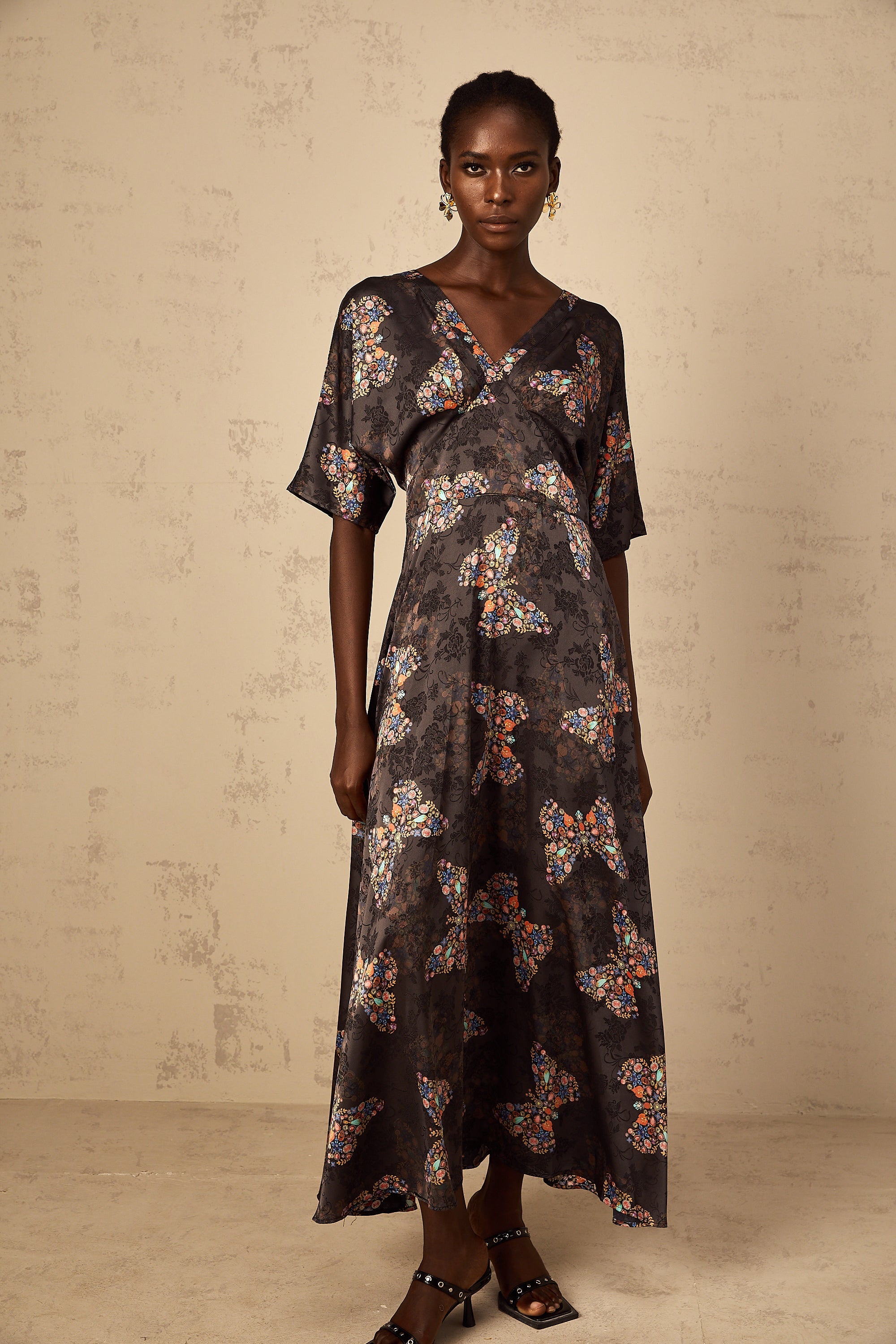 Glannon Black Self-Tie Butterfly Print Maxi Dress (Final Sale-US Only)