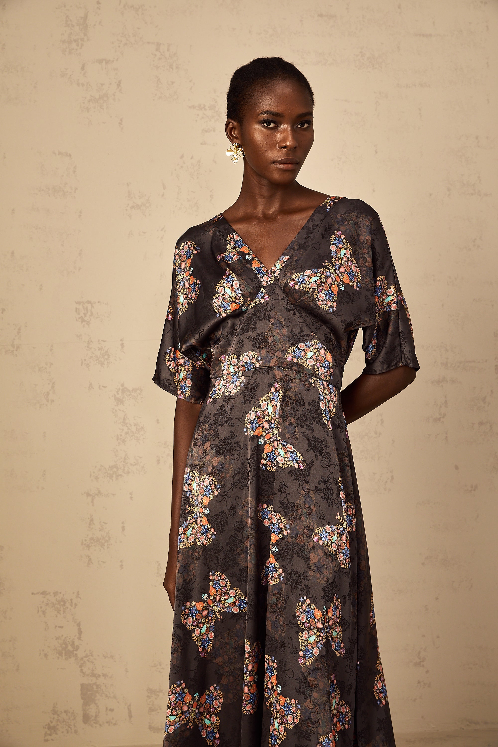 Glannon Black Self-Tie Butterfly Print Maxi Dress (Final Sale-US Only)