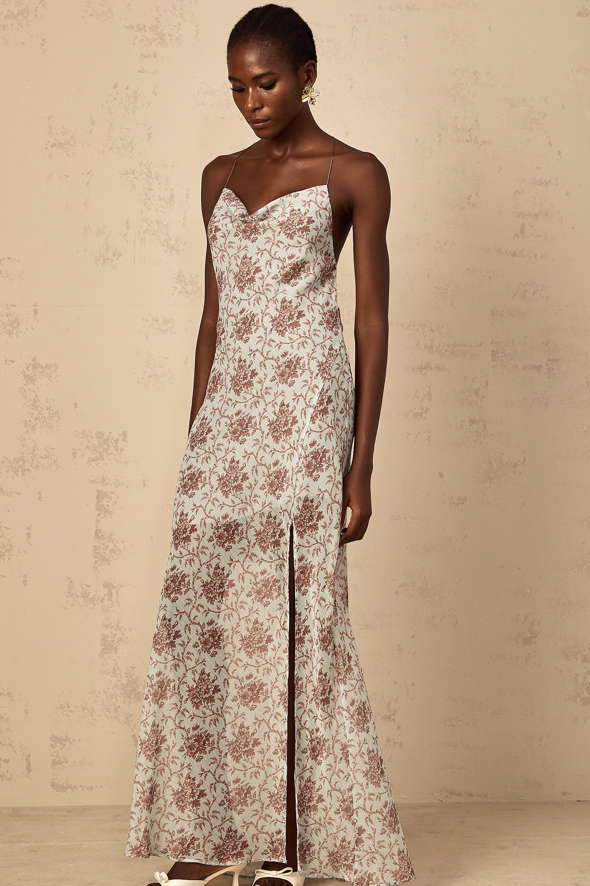 Honorine Blue Sleeveless Floral Print Maxi Dress (Final Sale)