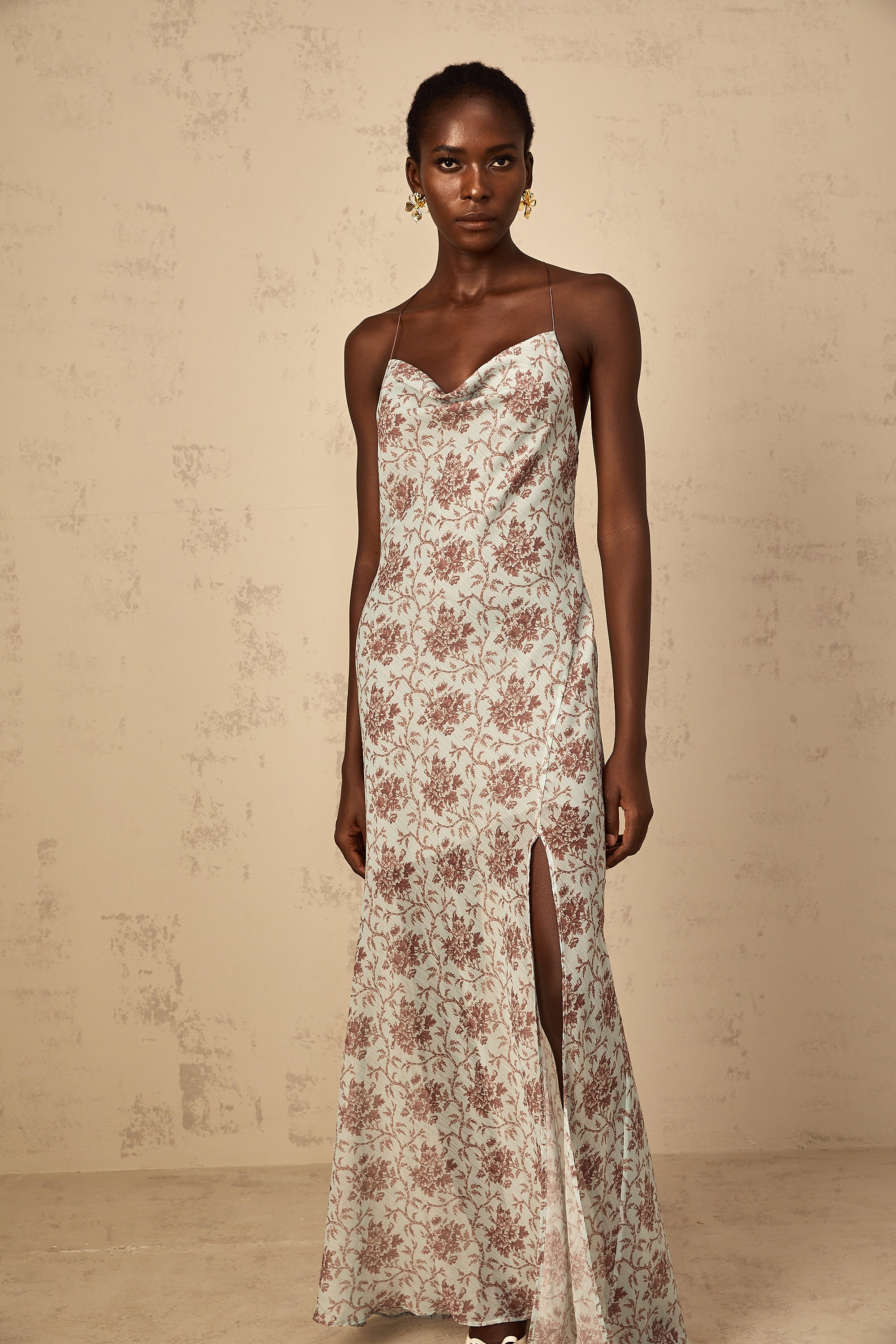 Honorine Blue Sleeveless Floral Print Maxi Dress (Final Sale)