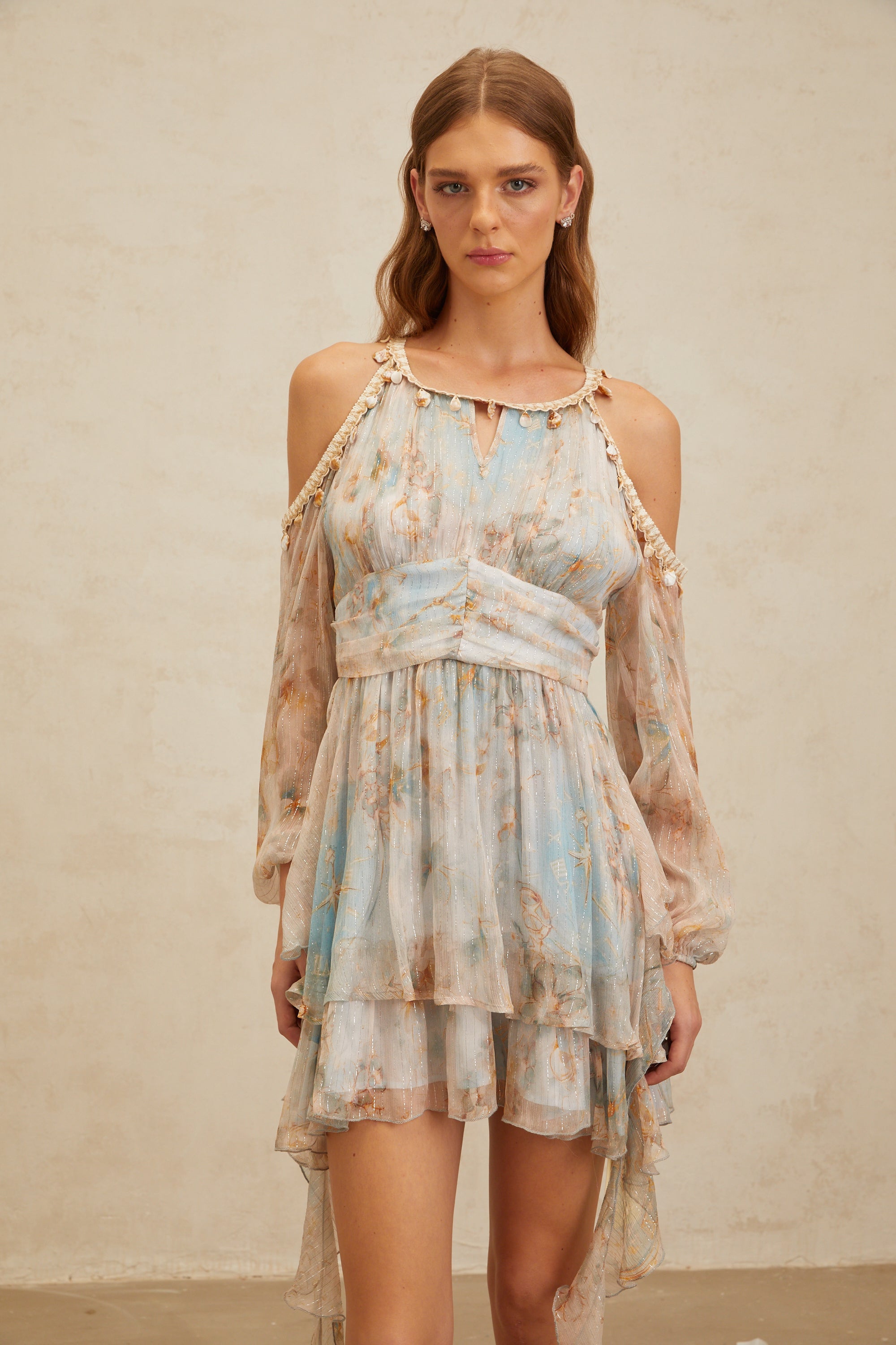 Glannon Blue Floral Print Silk Mini Dress (Final Sale-US Only)