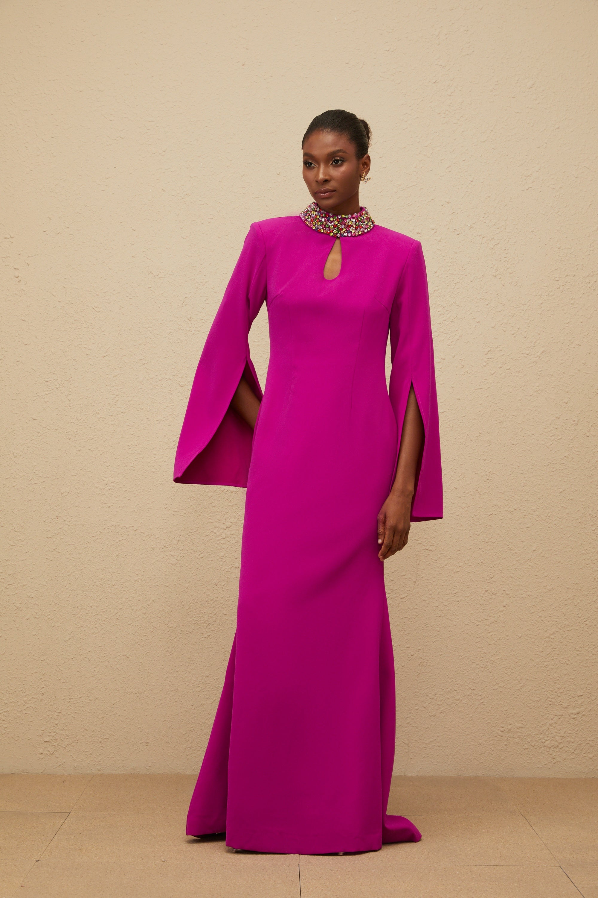 Majestueuse Fuchsia Keyhole-Detail Mermaid Gown (Final Sale-US Only)