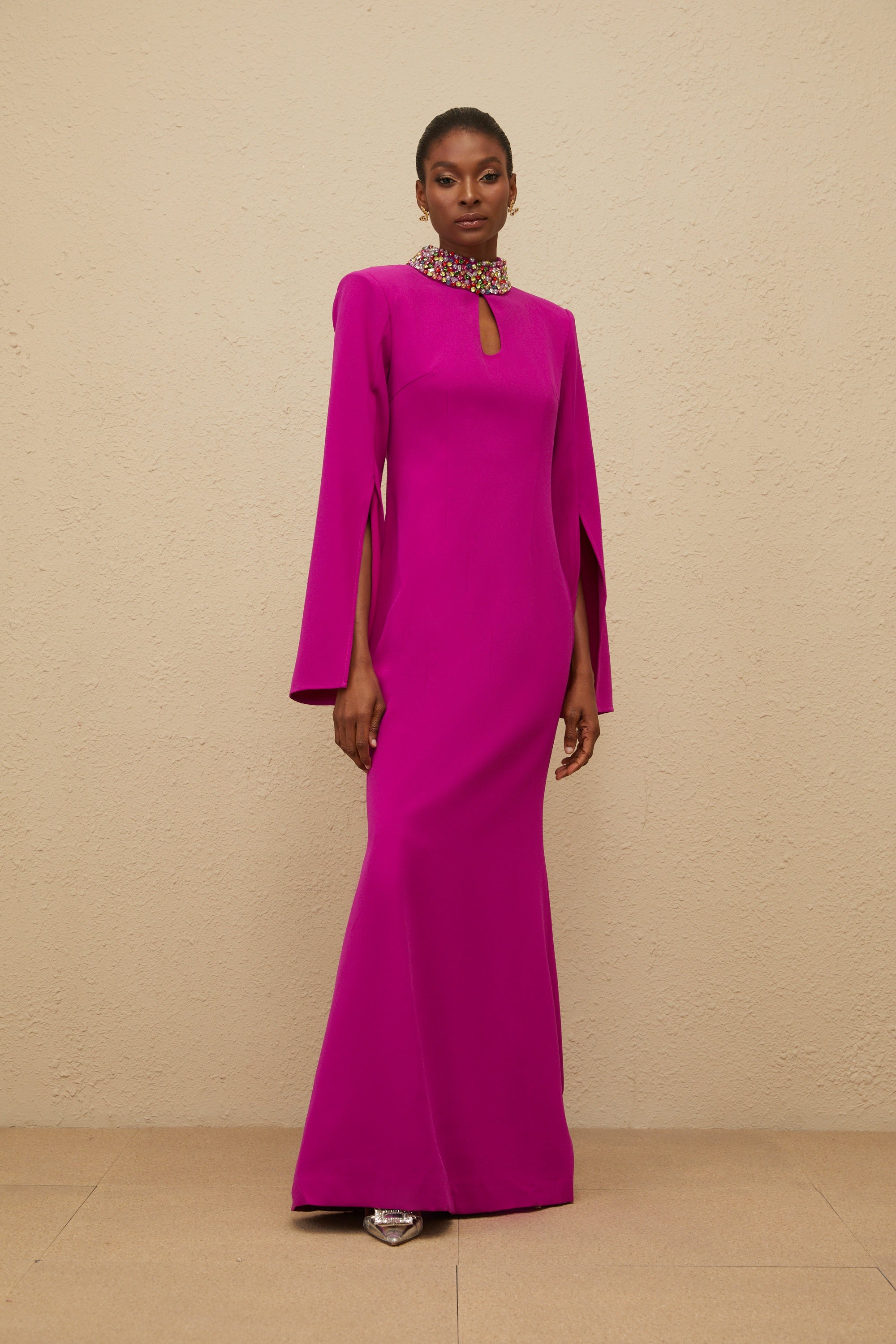 Majestueuse Fuchsia Keyhole-Detail Mermaid Gown (Final Sale-US Only)