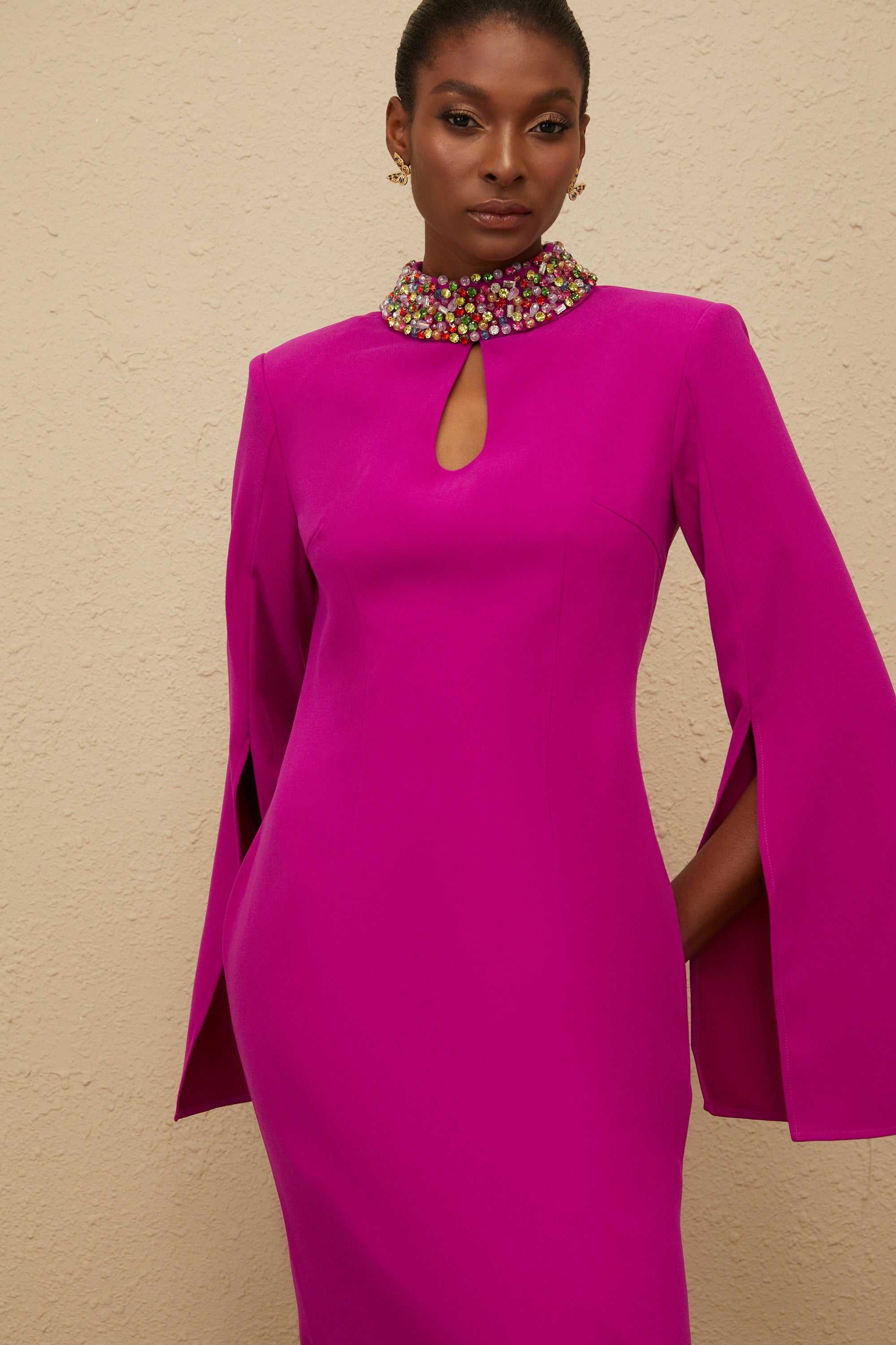 Majestueuse Fuchsia Keyhole-Detail Mermaid Gown (Final Sale-US Only)