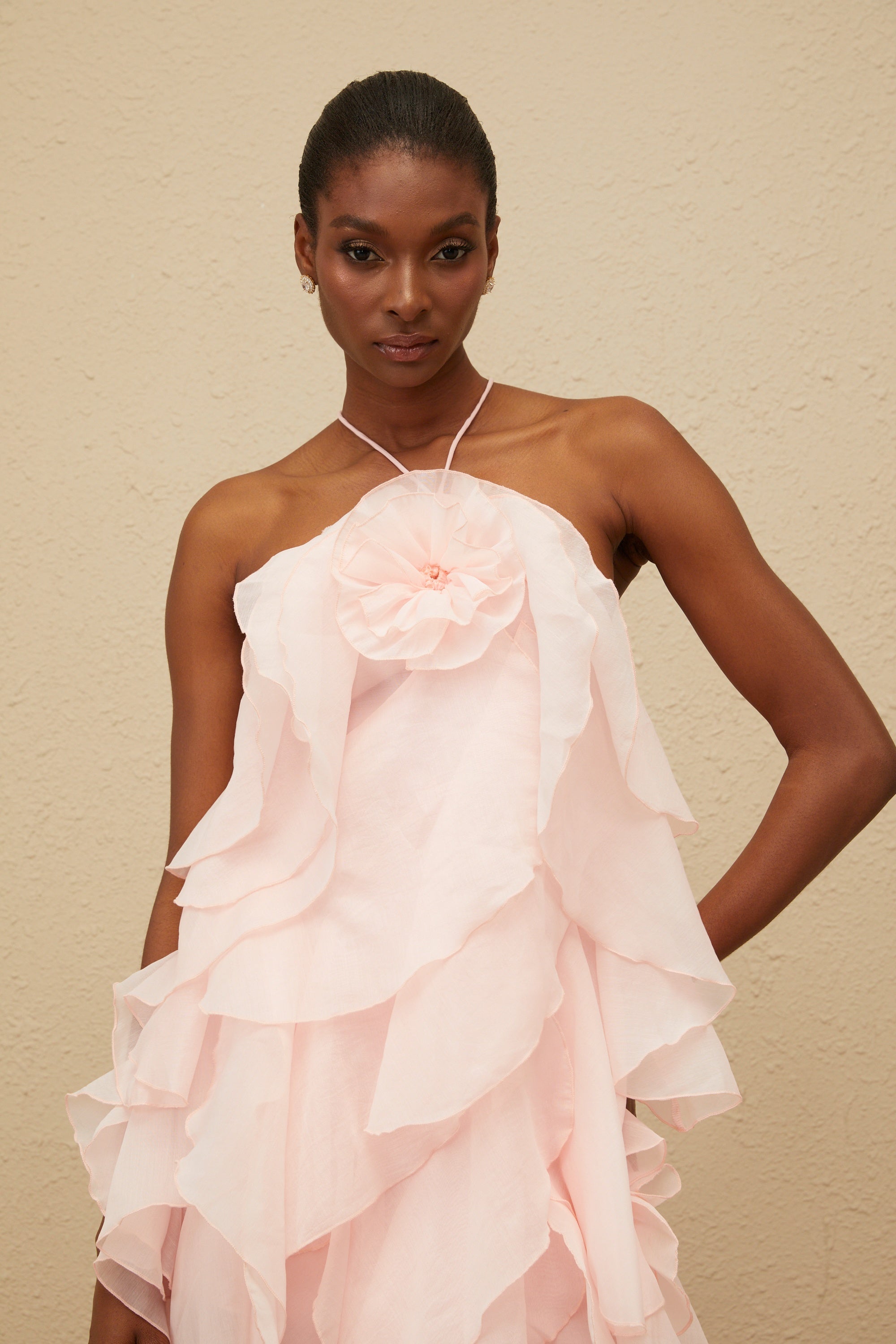 Lucie Pink Tiered Ruffled Mini Dress