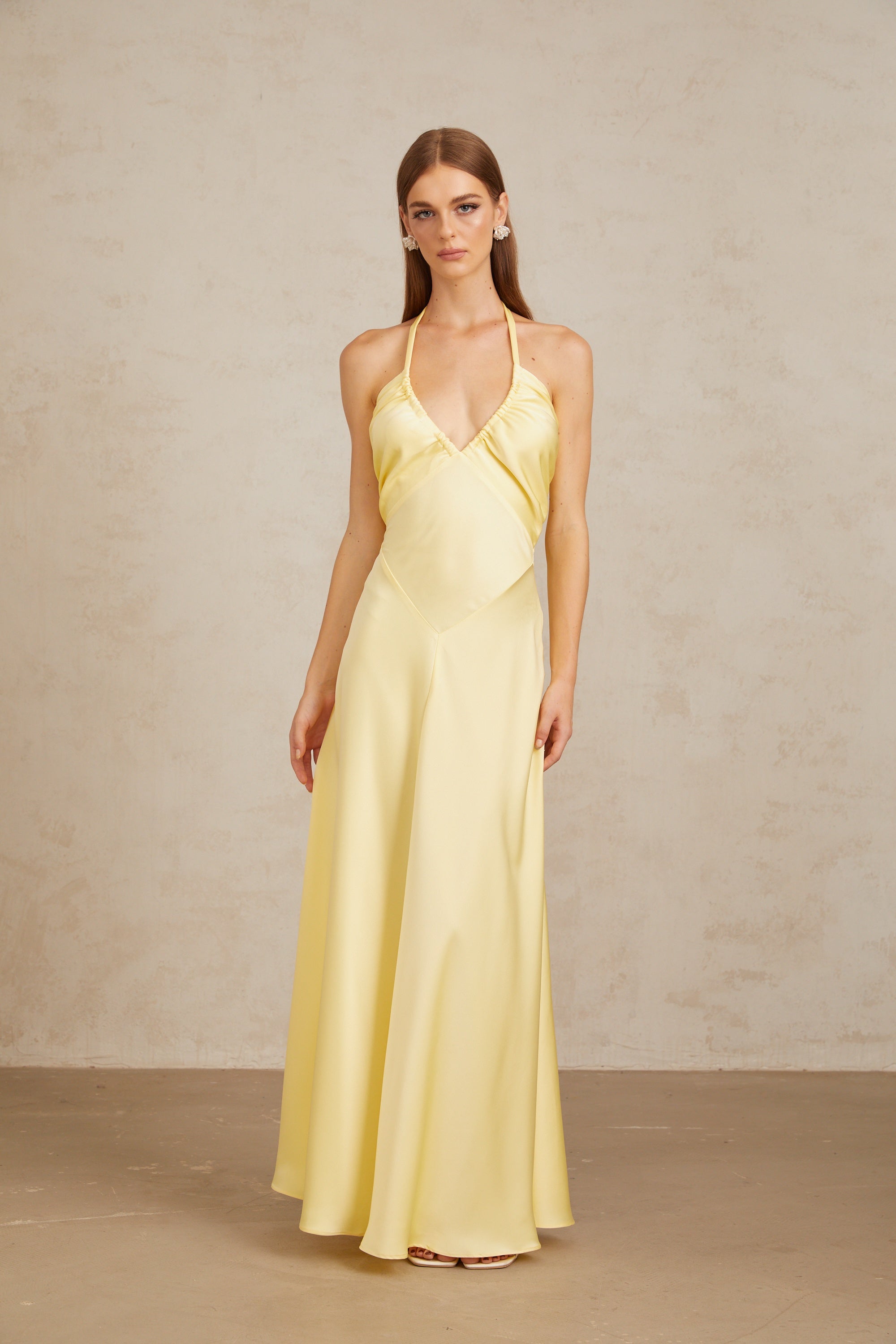 Hannele Yellow Self-Tie Halterneck Maxi Dress (Final Sale-US Only)