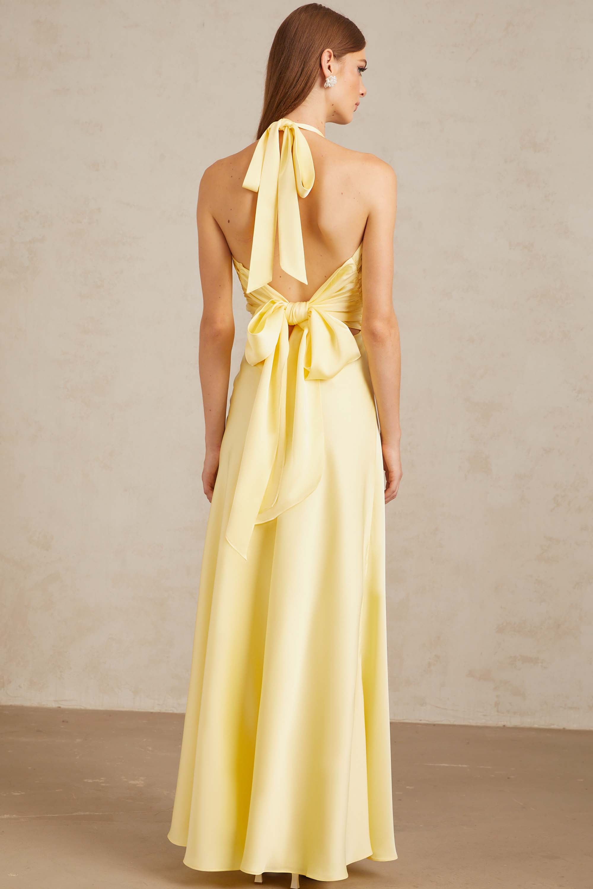 Hannele Yellow Self-Tie Halterneck Maxi Dress (Final Sale-US Only)