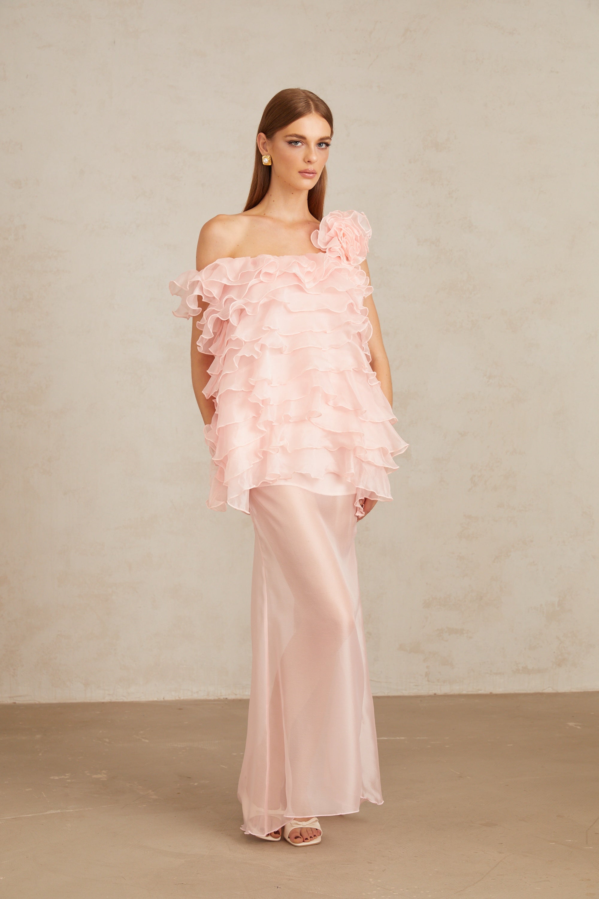 Rosalie Pink Layered Ruffled Floral Dress & Skirt Set (Final Sale)
