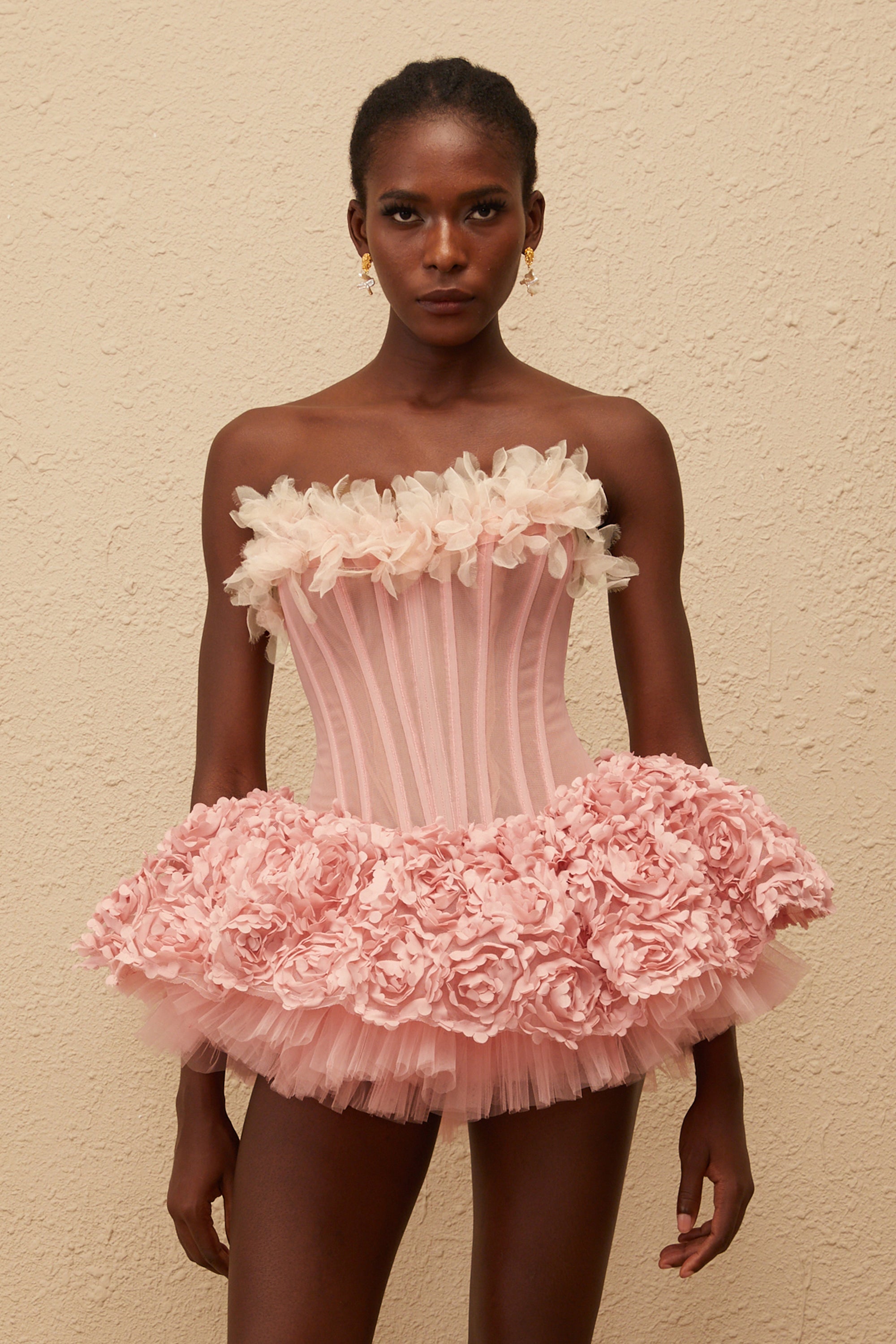 Rachel Pink 3D Petal Tulle Mini Dress (Final Sale-US Only)