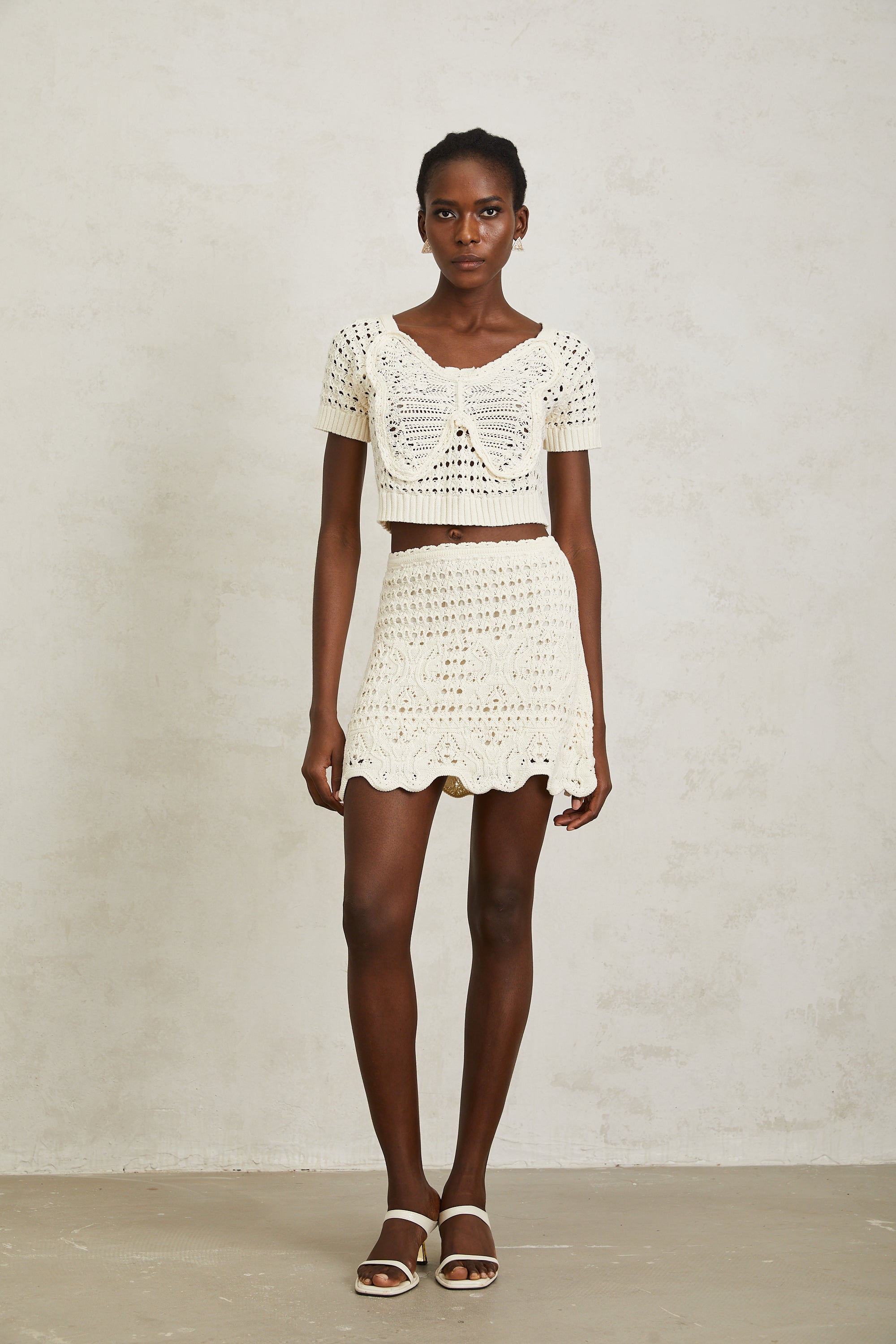 Bérénice Cream White Bowknot Knit Top (Final Sale-US Only)