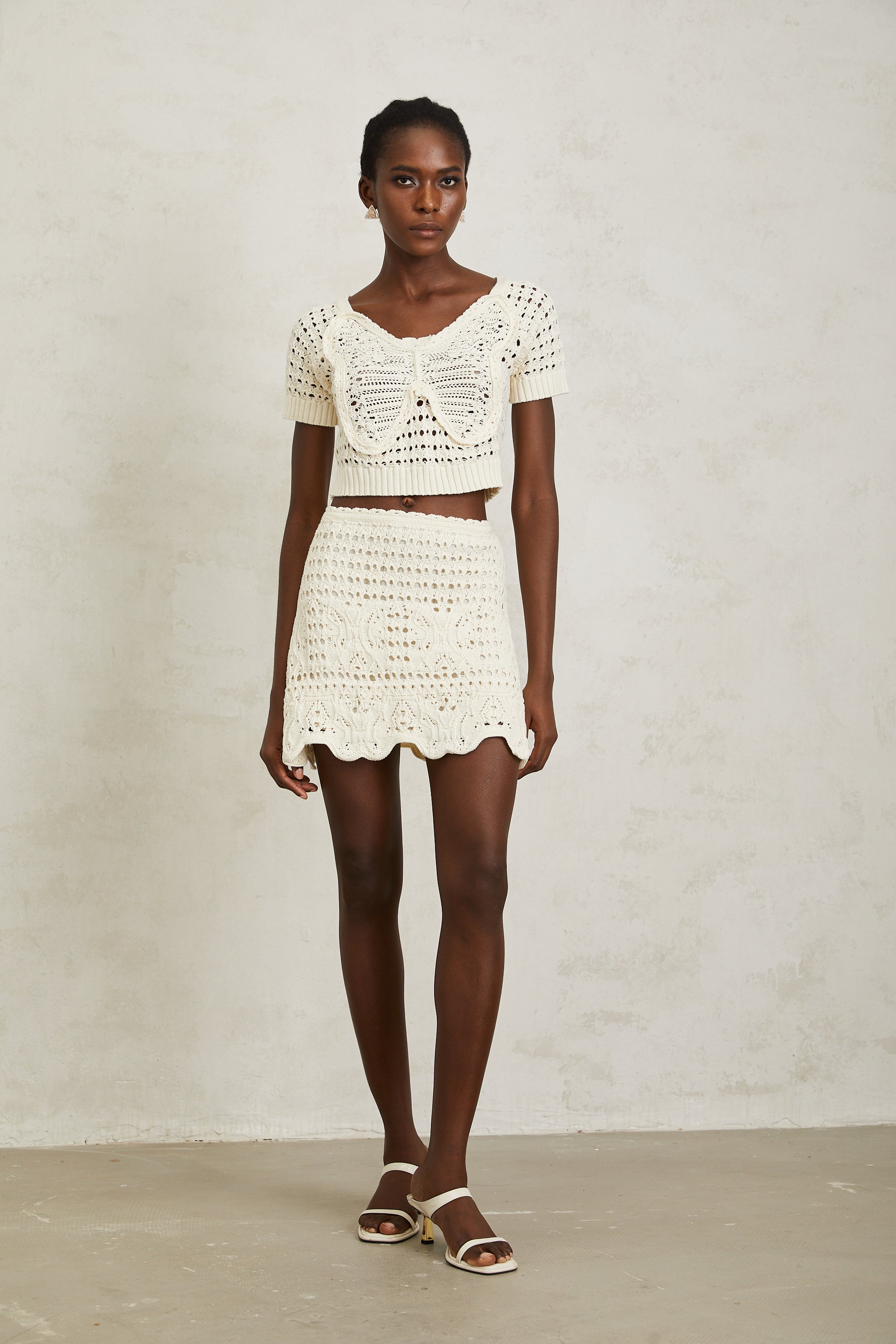Bérénice Cream White Bowknot Knit Top (Final Sale-US Only)