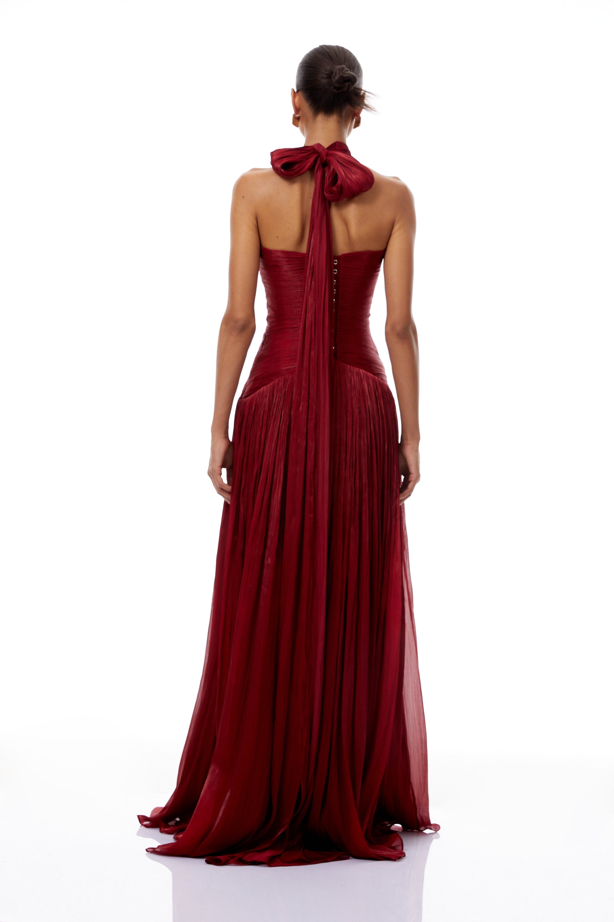 Uranie Red Gathered Maxi Dress (Final Sale-US Only)