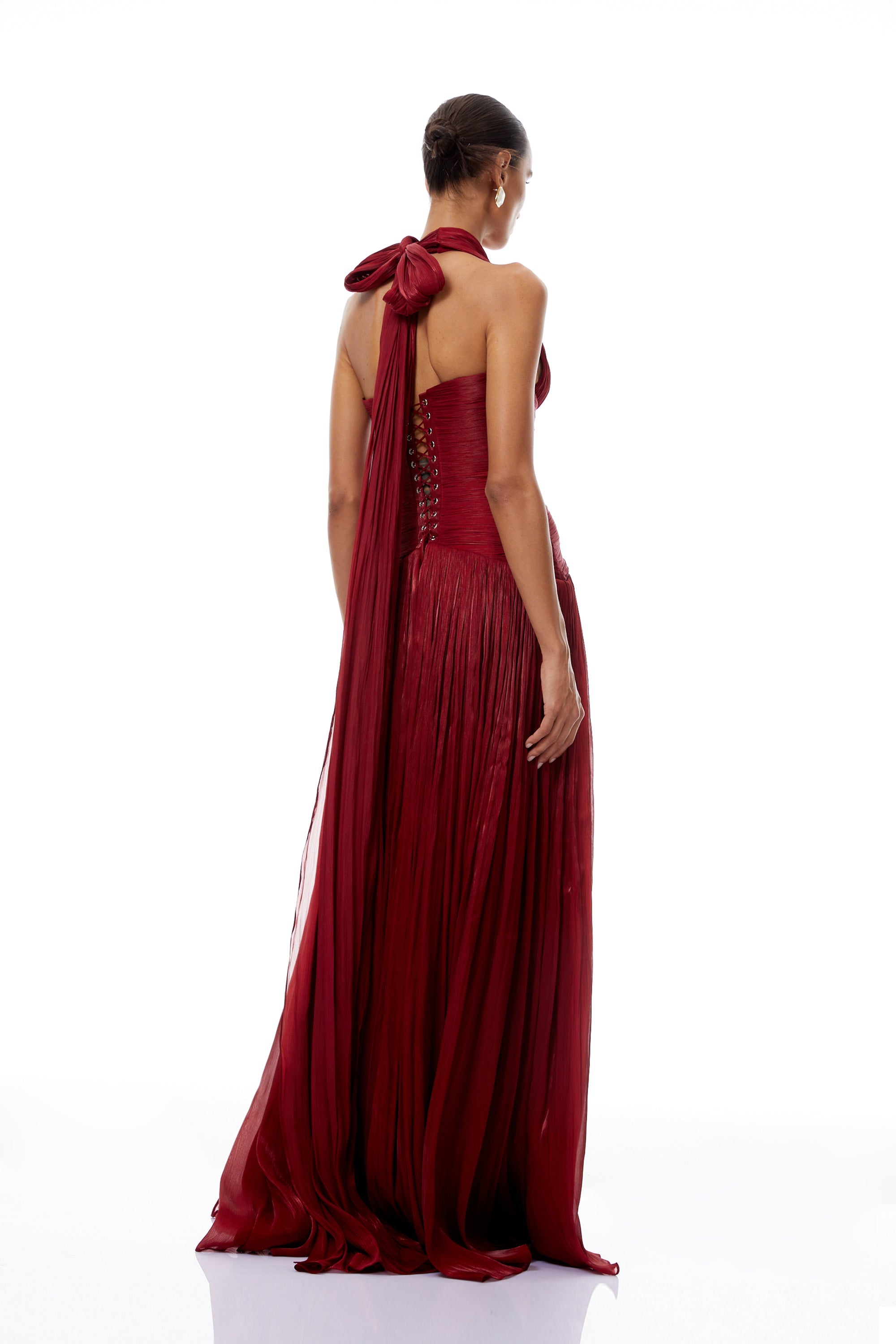 Uranie Red Gathered Maxi Dress (Final Sale-US Only)