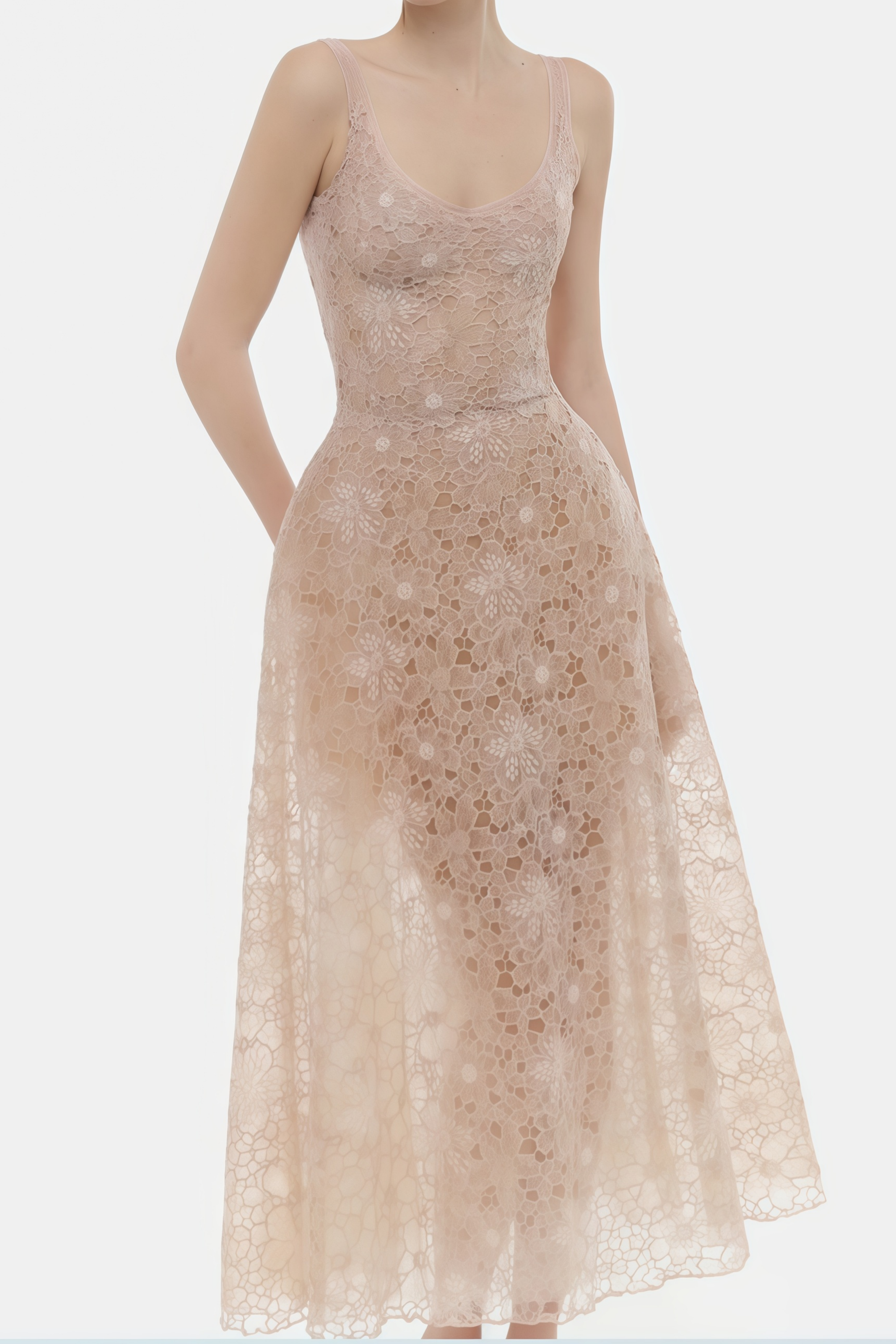 Kristoffer Pink Floral Lace Midi Dress (Final Sale)