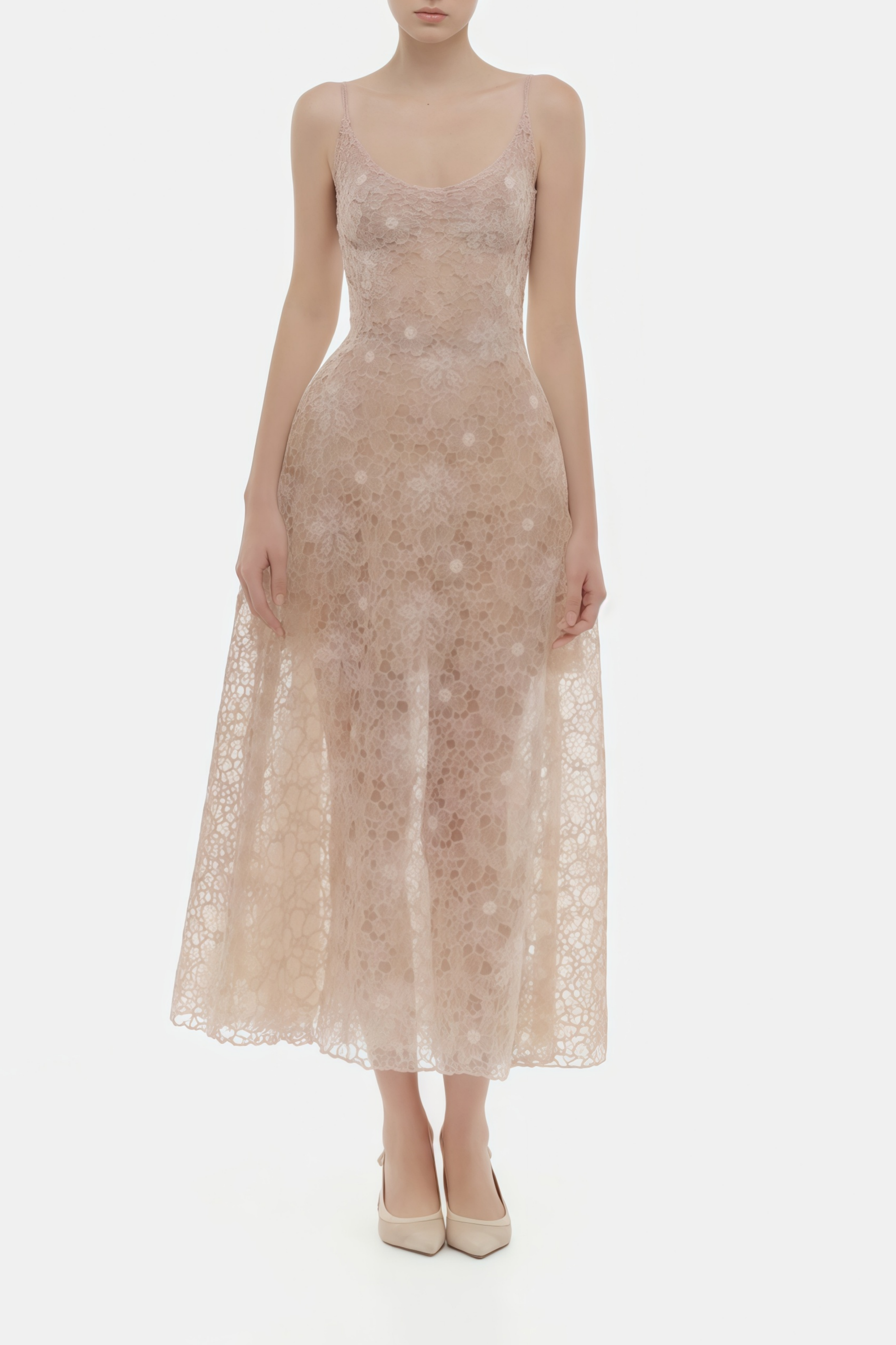 Kristoffer Pink Floral Lace Midi Dress (Final Sale)