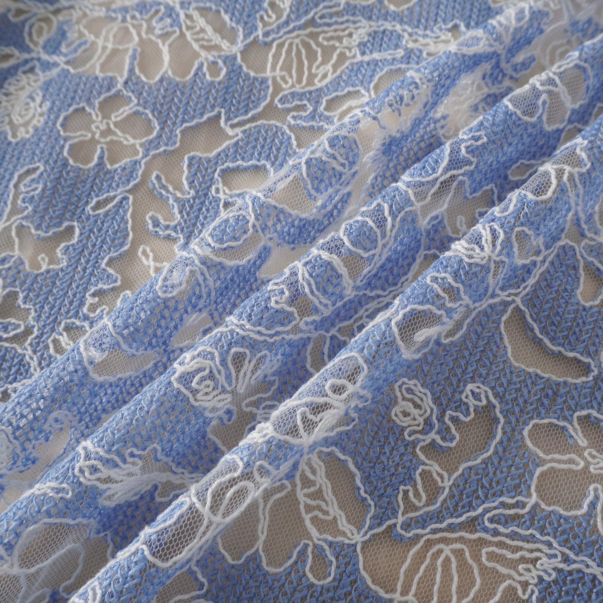 Gaëlle Blue Floral Embroidered Midi Dress (Final Sale-US Only)